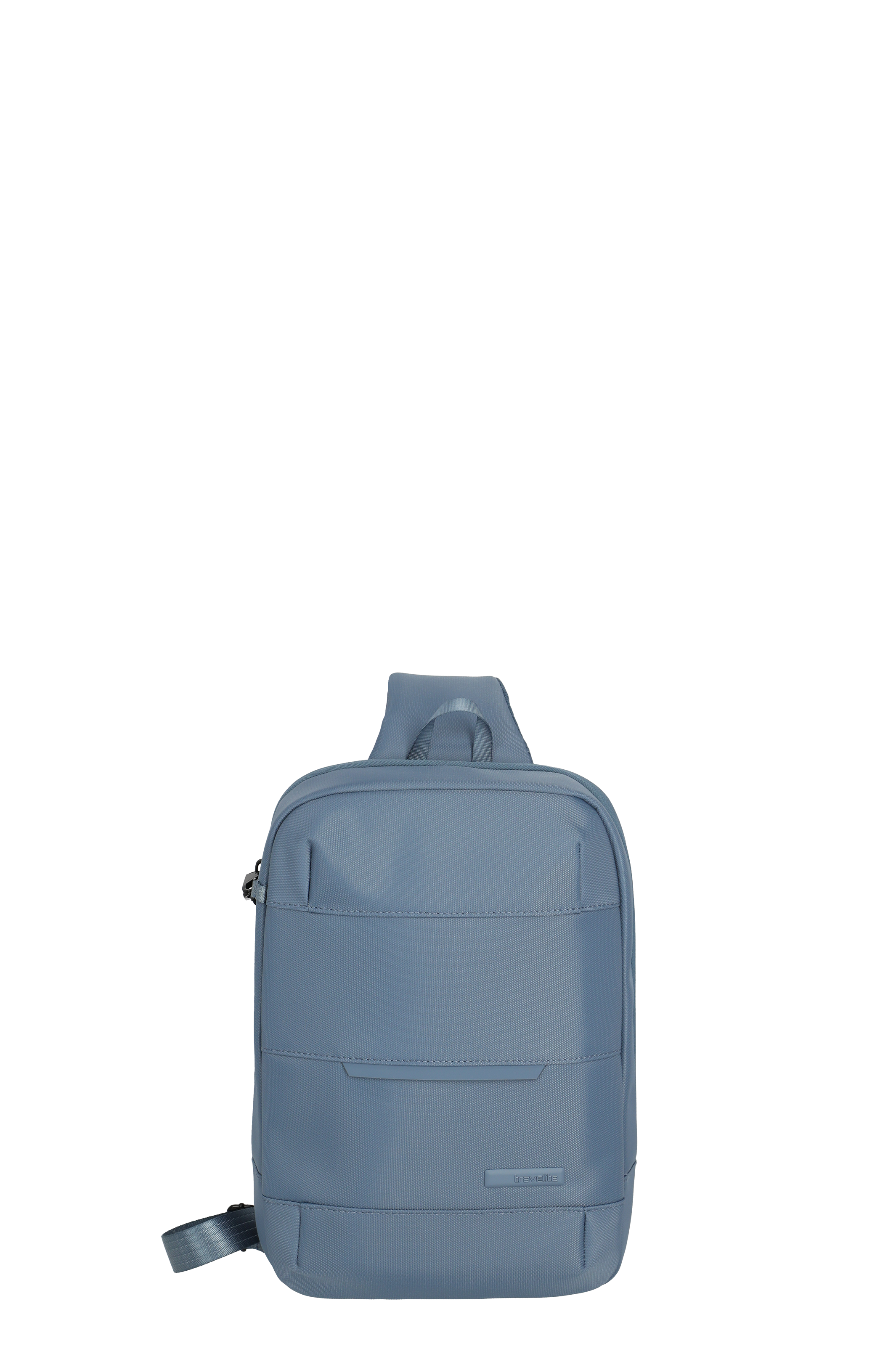 Borsa a tracolla compatta di colore blu chiaro dal design semplice, ideale per l'uso quotidiano e per il tempo libero