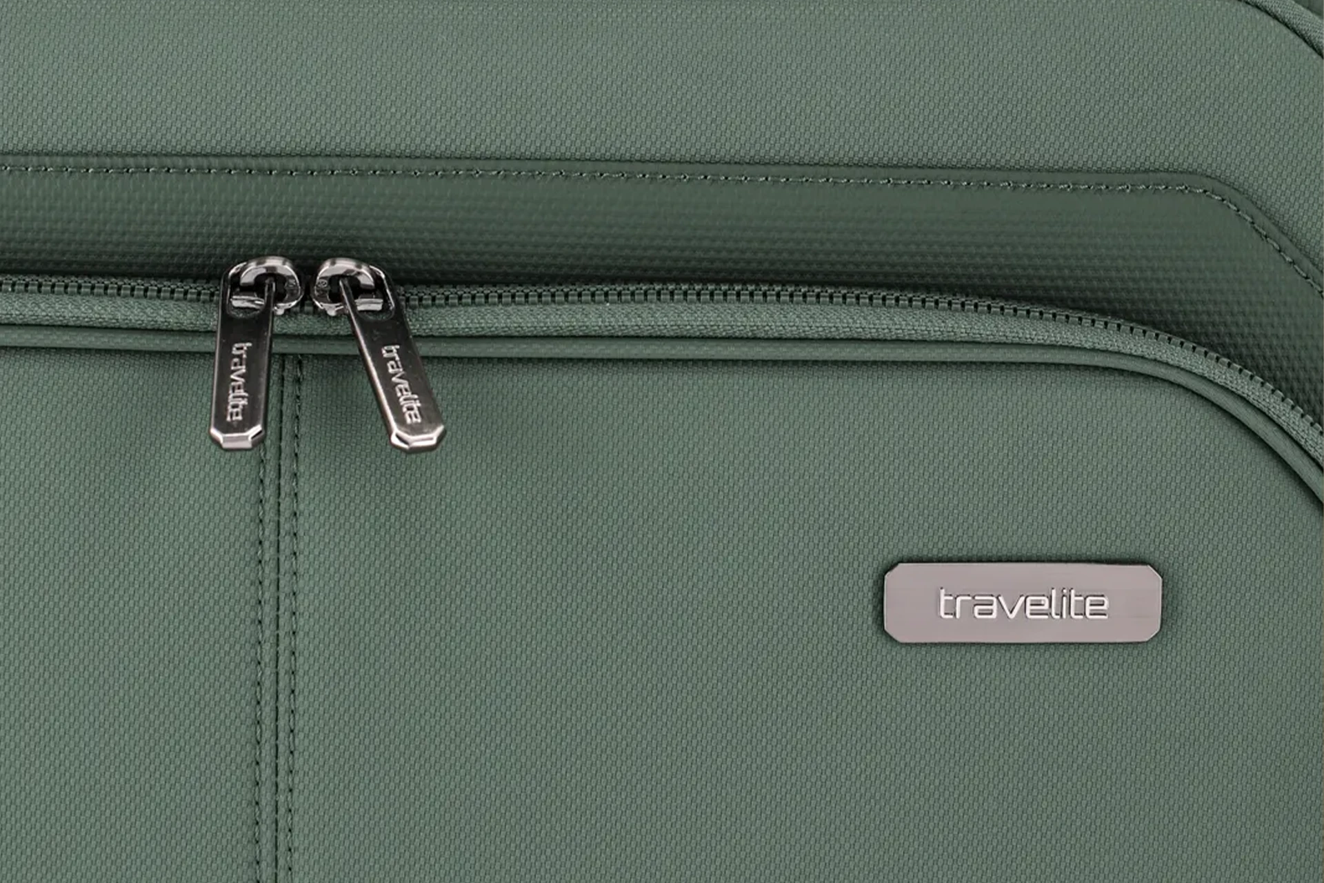 Weichgepäck-Koffer Priima in oliv von travelite Emblem Nahaufnahme