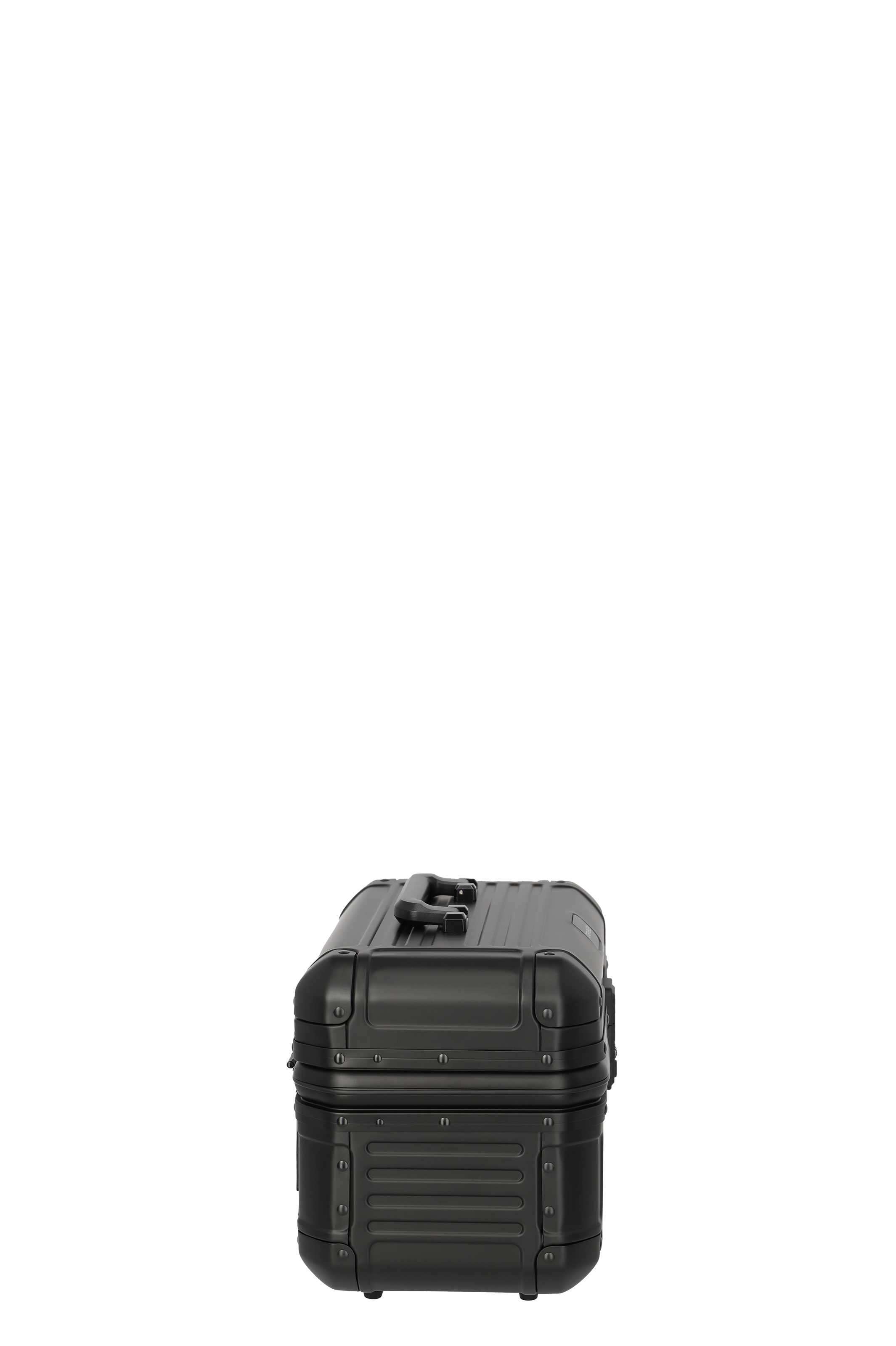 Stabiler schwarzer Hartschalenkoffer mit Tragegriff – ideal für Reisen oder den sicheren Transport empfindlicher Gegenstände