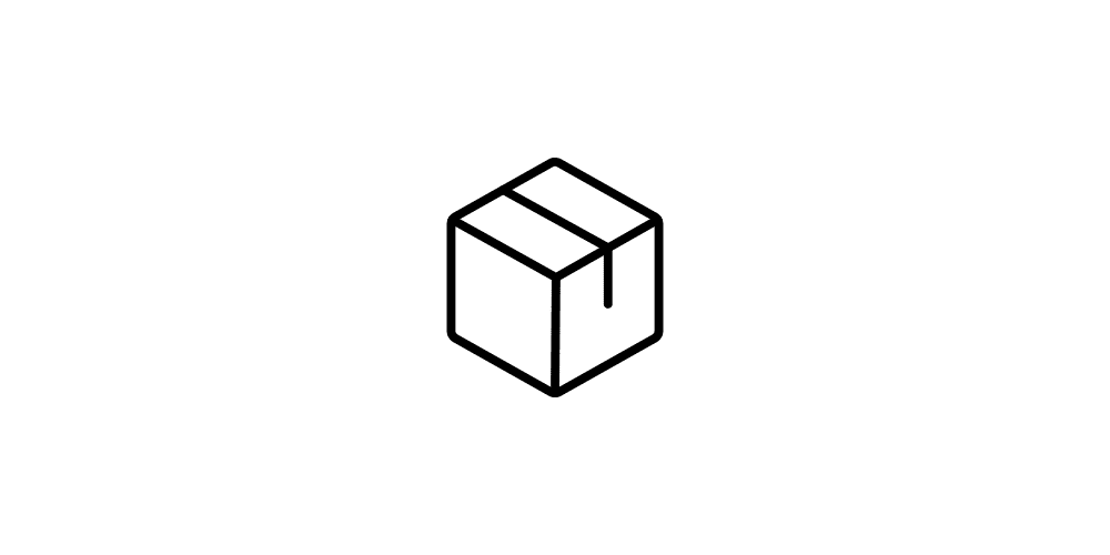 FAQ Versand – Paket-Symbol für Versandinformationen Schwarz-weiß Icon eines geschlossenen Pakets