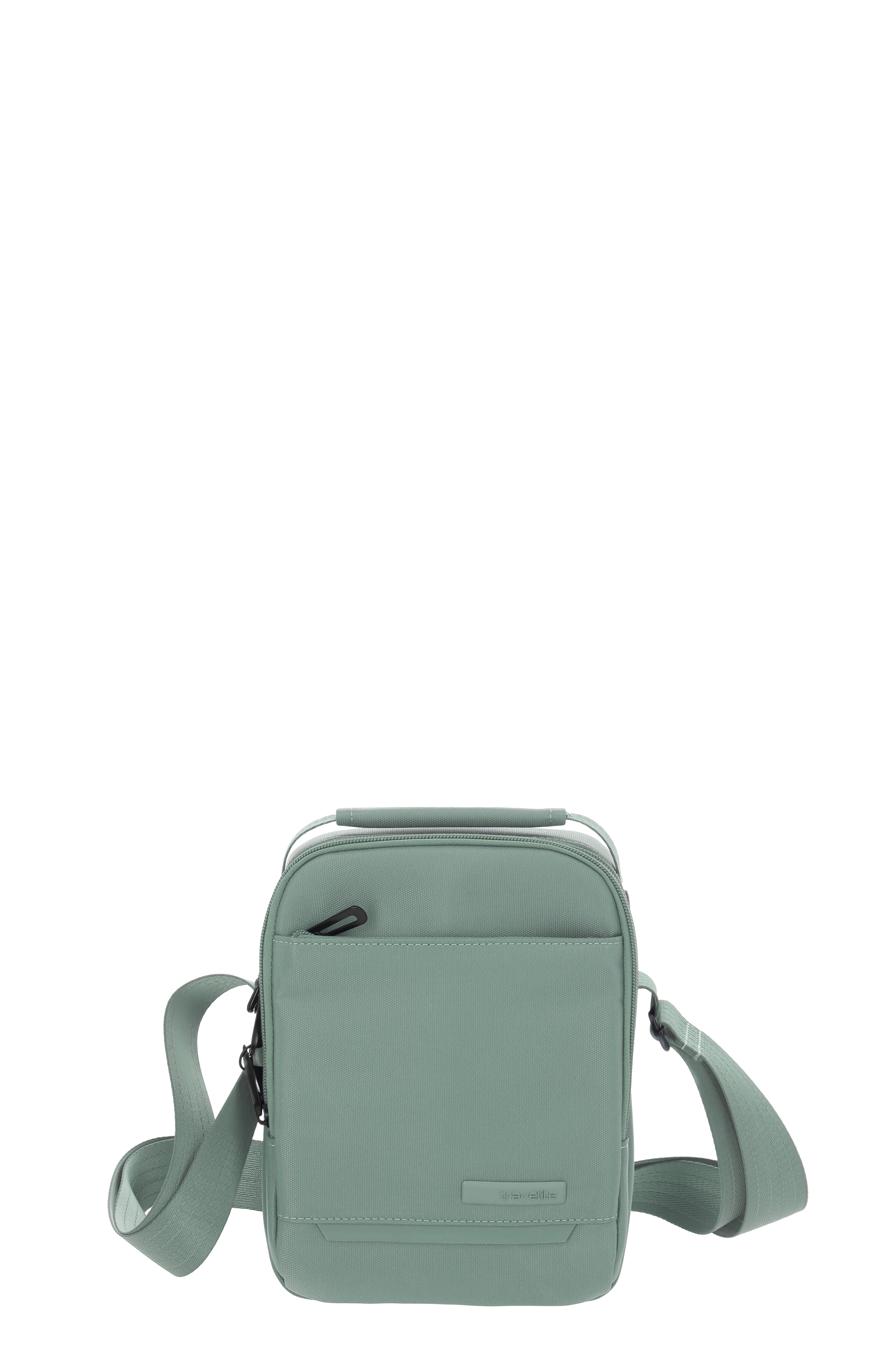Borsa a tracolla verde menta con tasca frontale e tracolla regolabile, adatta al tempo libero e ai viaggi