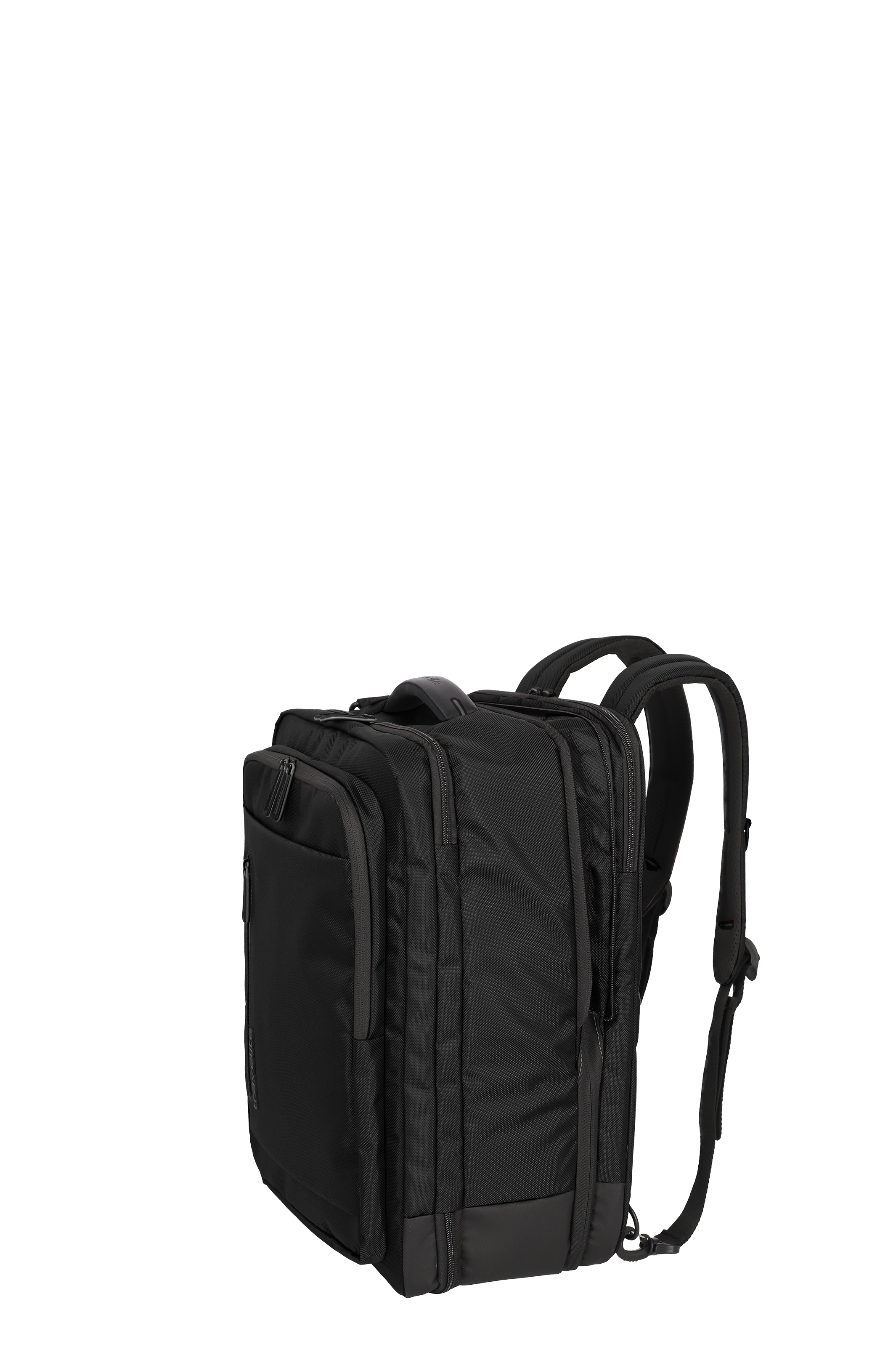 Schwarzer Business-Rucksack mit mehreren Fächern und robusten Reißverschlüssen