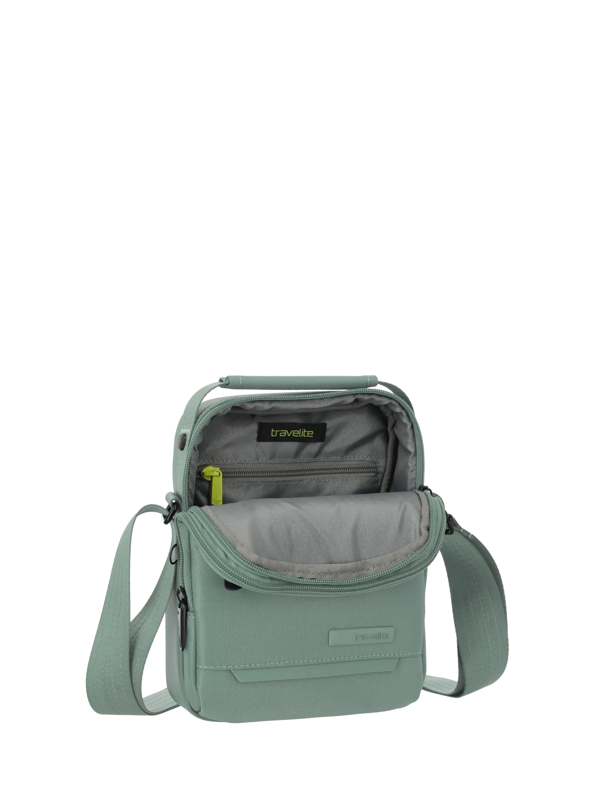 Travelite Umhängetasche mintgrün mit Hauptfach und Reißverschluss, Innenansicht