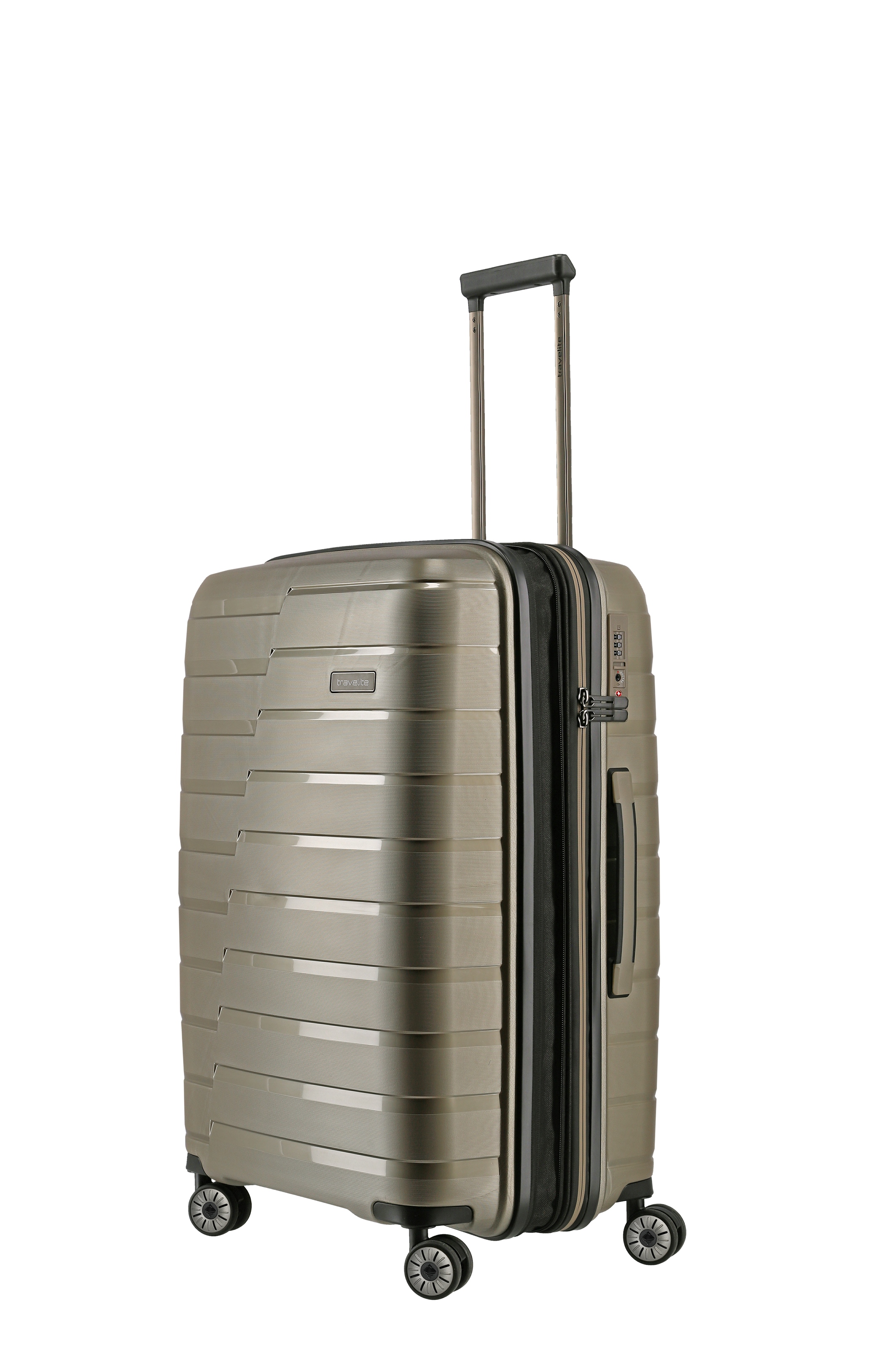 Stabiler Hartschalenkoffer in Champagner mit 4 Rollen und Teleskopgriff – Perfekt für Reisen