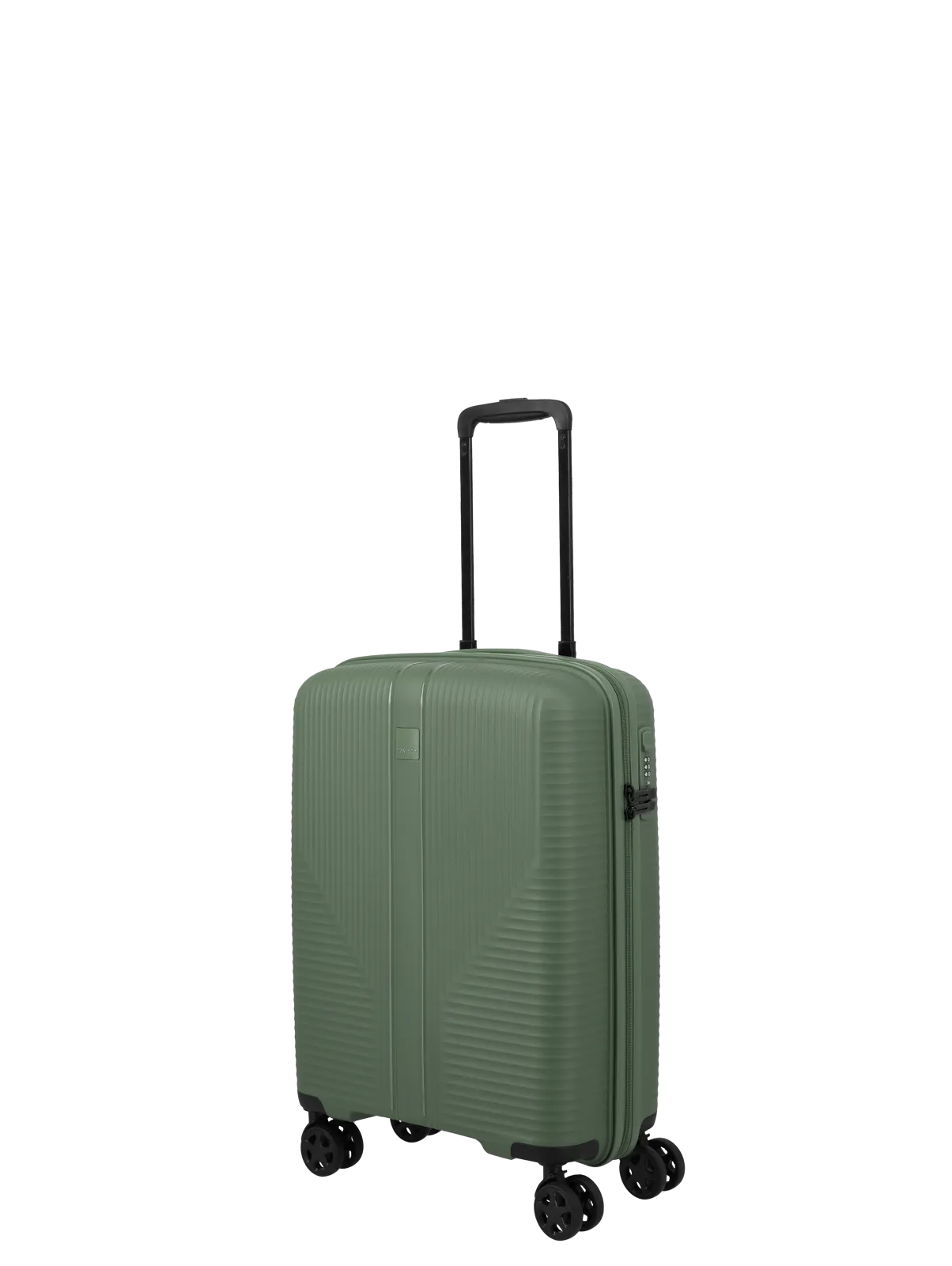 Grüner Hartschalen-Trolley mit vier Rollen und ausziehbarem Griff – ideal als Kabinengepäck