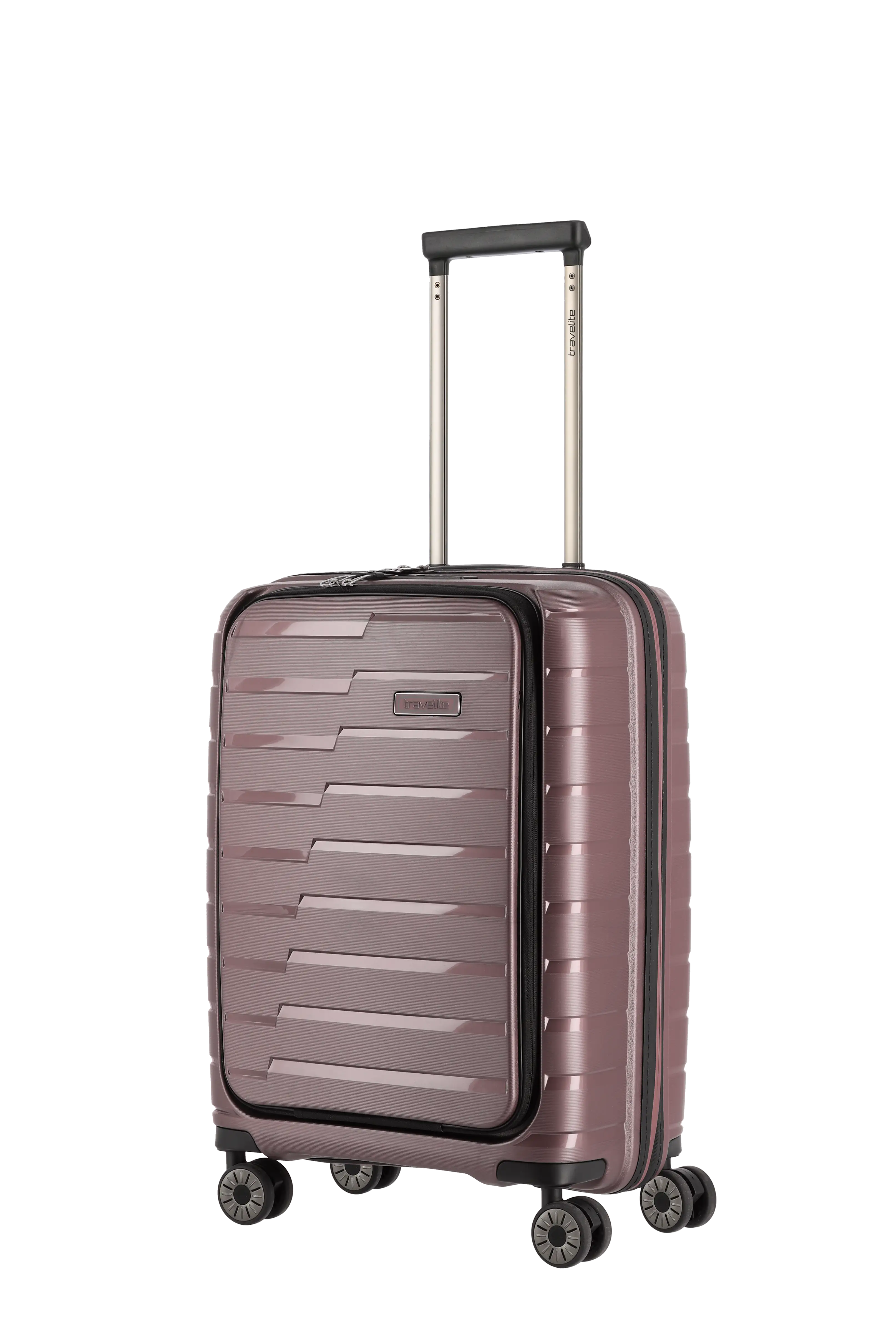 travelite AirBase Koffer Seitenansicht in Flieder Größe S mit Vortasche