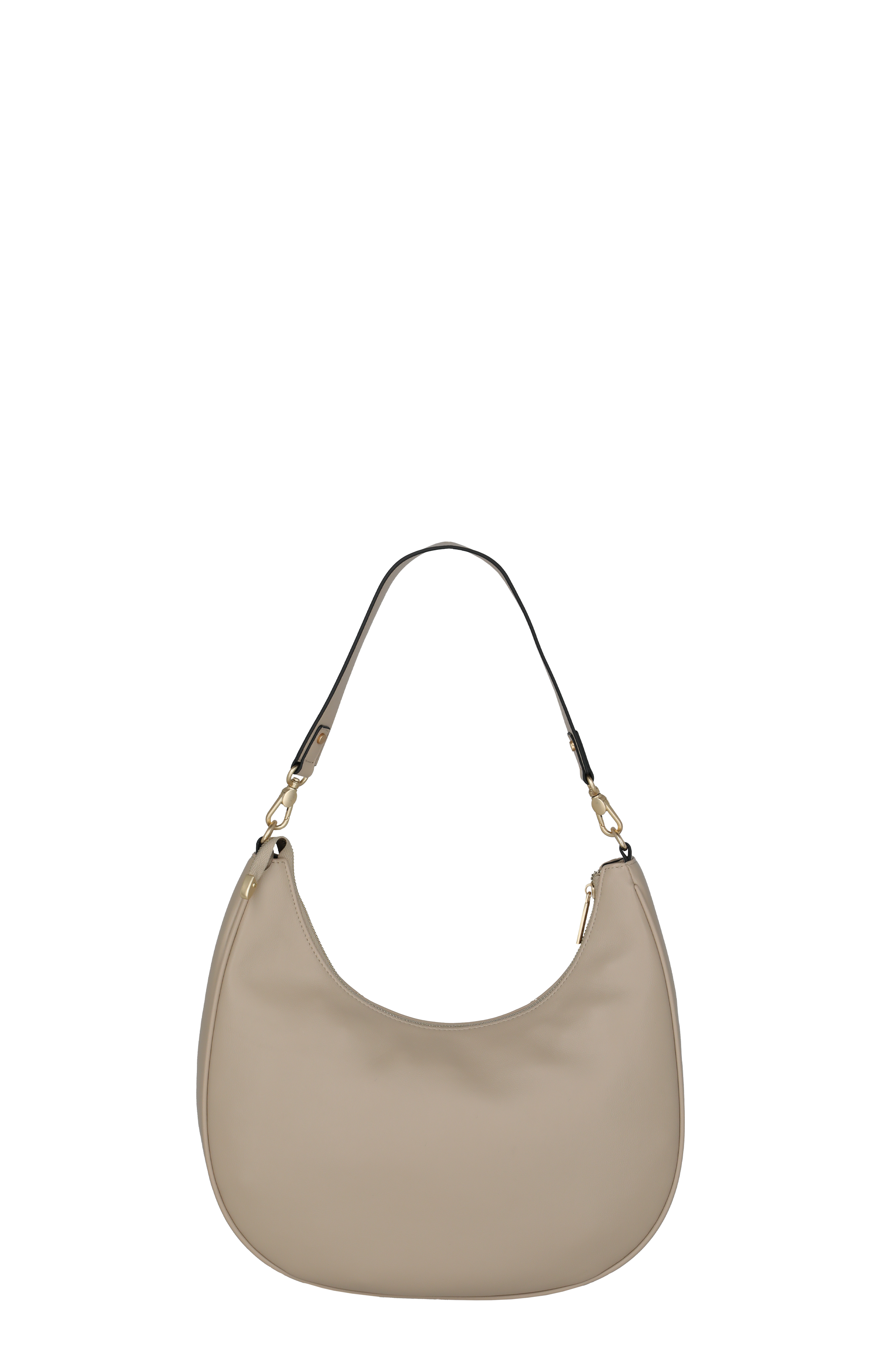 Beige Schultertasche aus Leder mit modernem Design und abnehmbarem Riemen