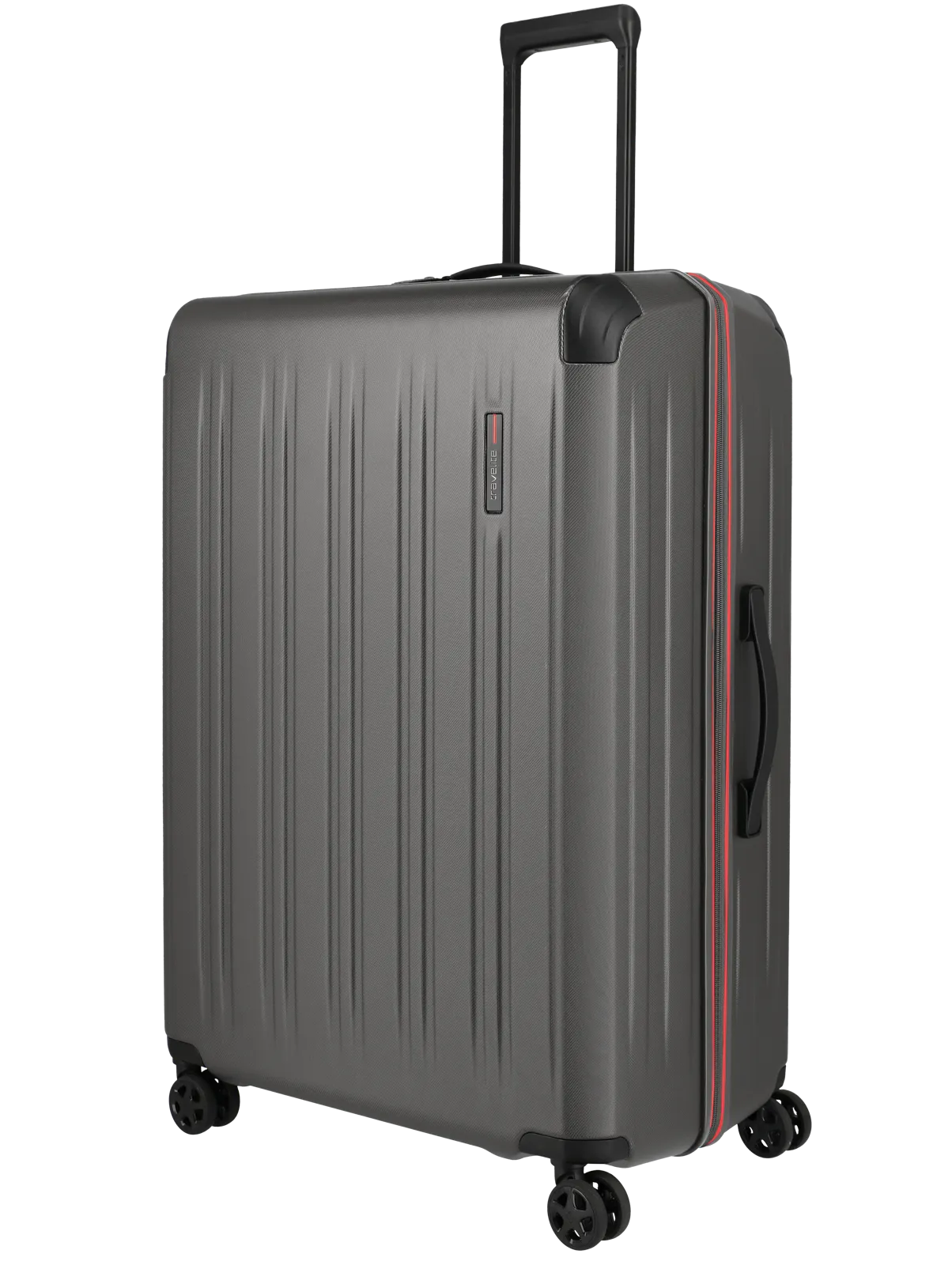 Großer Hartschalenkoffer in Grau mit vier Rollen und Teleskopgriff – ideal für Reisen