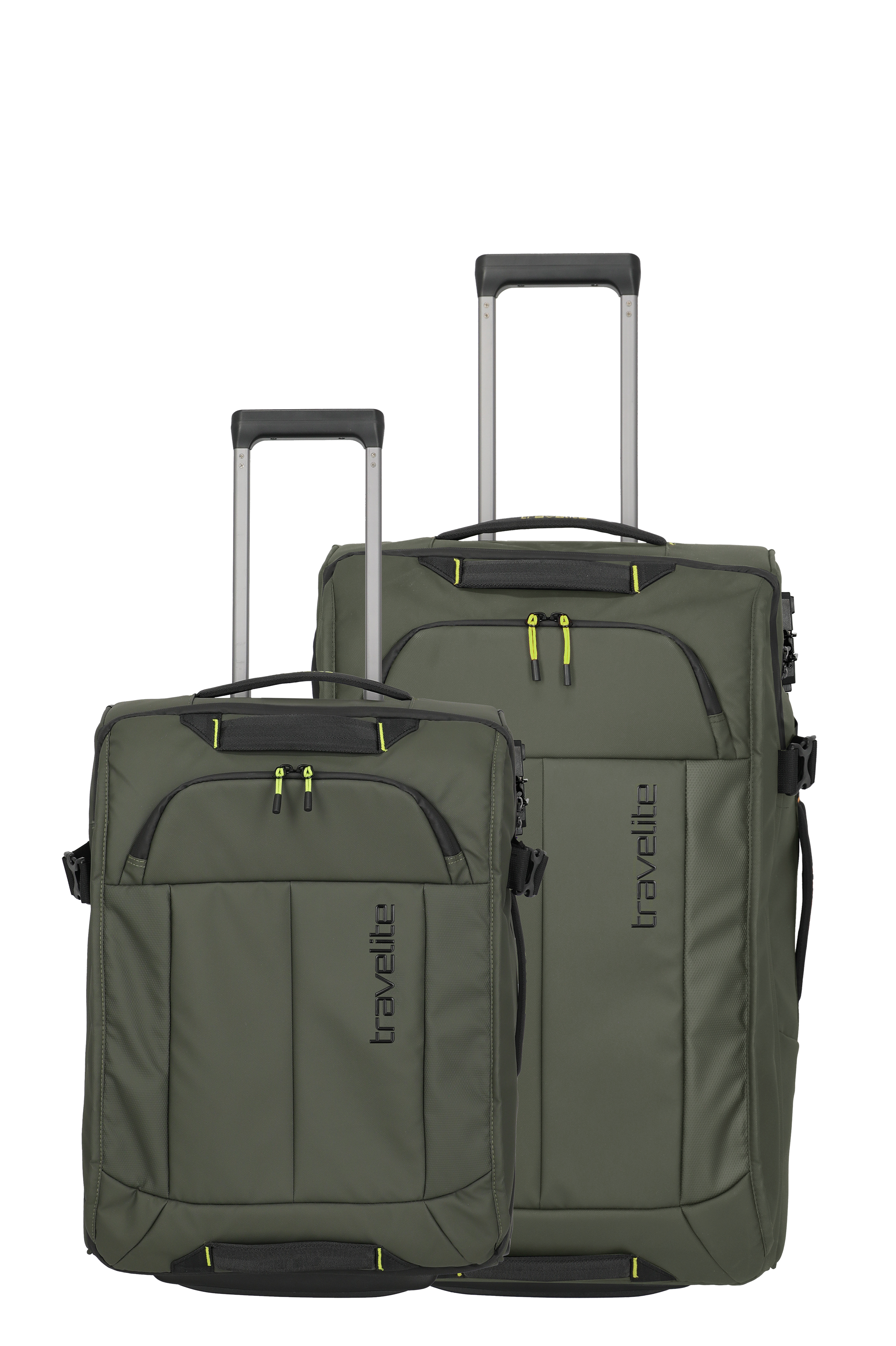 Eine travelite Rollenreisetaschen Set  der Serie Briize Frontansicht in khaki