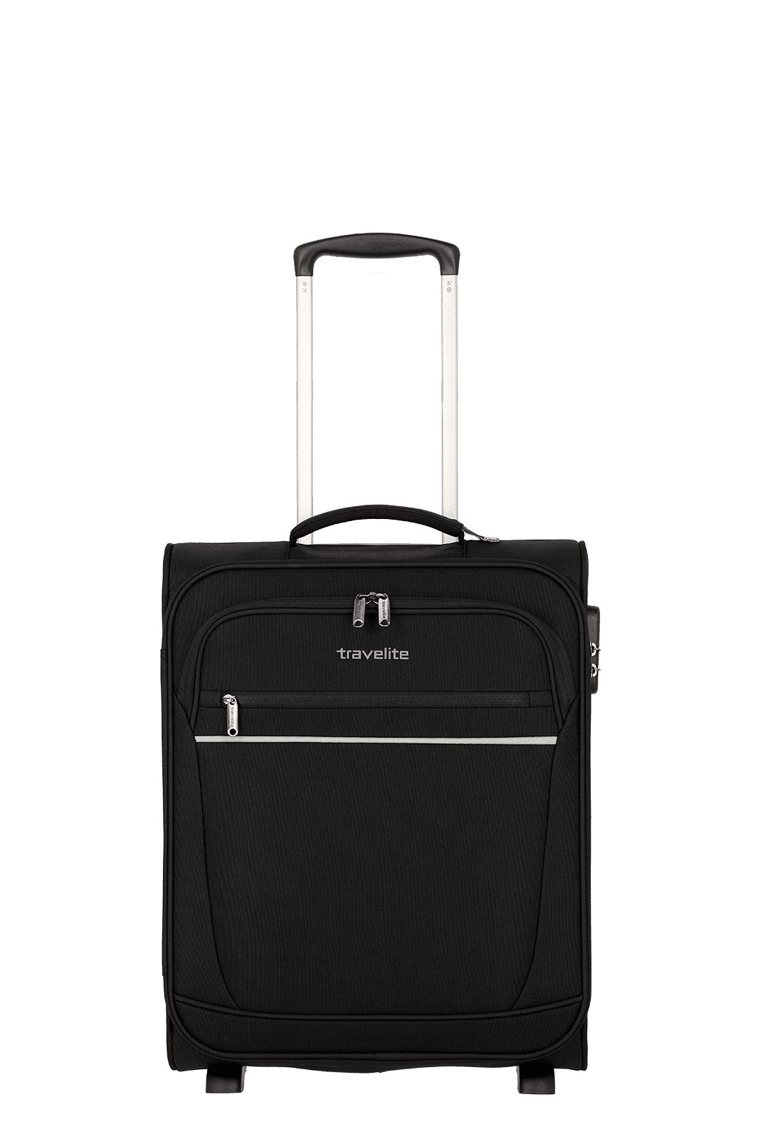 travelite Cabin 2-Rad Trolley S (52 cm) in schwarz Ein travelite Koffer der Serie Cabin Frontansicht Größe S 52cm in schwarz