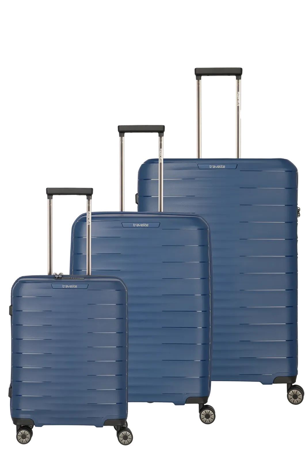 Mooby in Blau Kofferset Frontalansicht travelite Mooby Trolley Set in Blau Frontalansicht