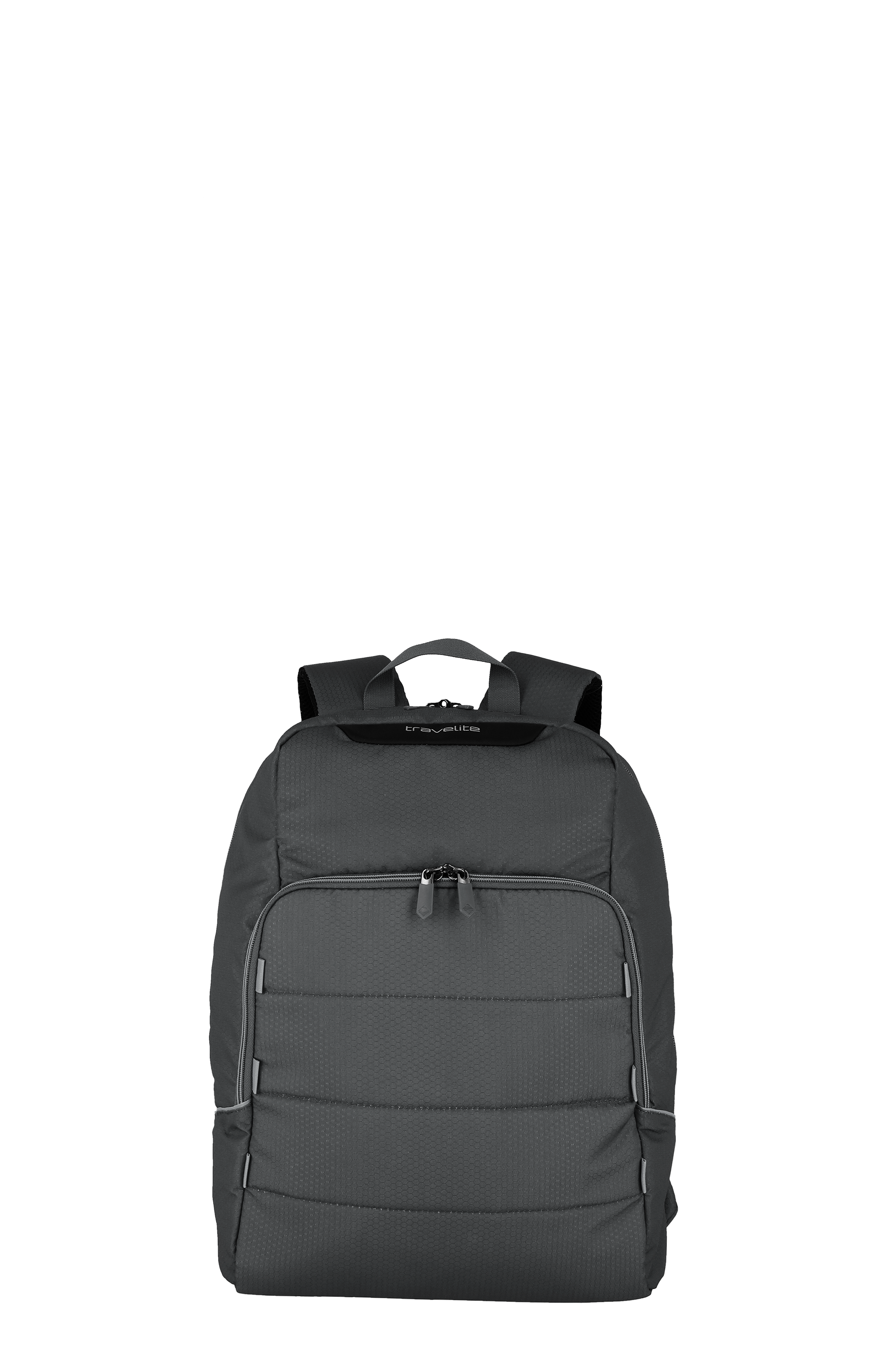 Schwarzer Rucksack von Travelite mit Fronttasche und Reißverschluss, ideal für Alltag, Schule, Arbeit oder Reisen