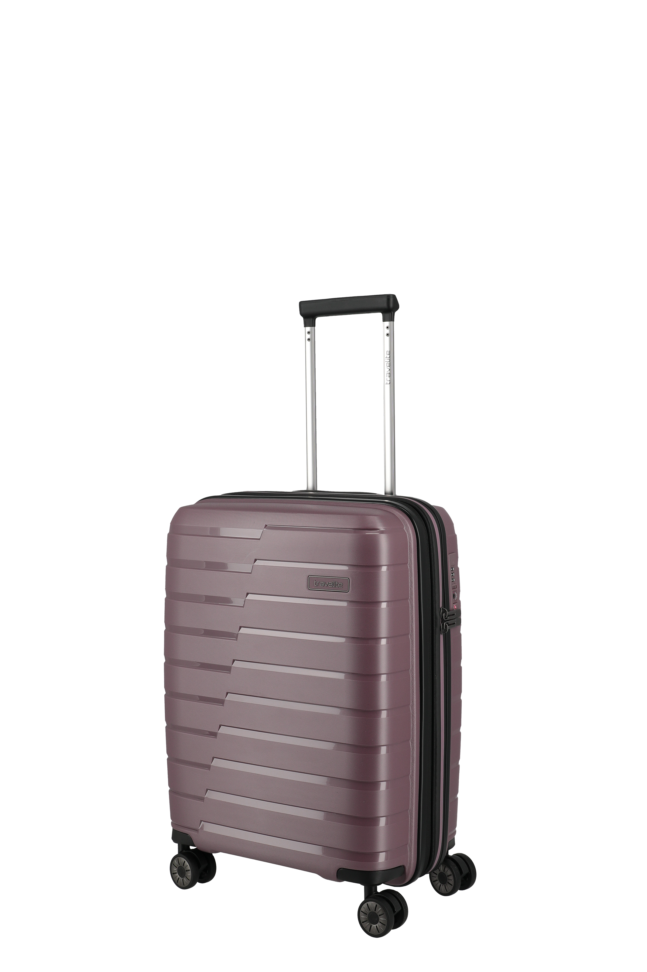 Moderner Hartschalen-Trolley in Violett mit 4 Rollen und Teleskopgriff - Perfekt als Handgepäck