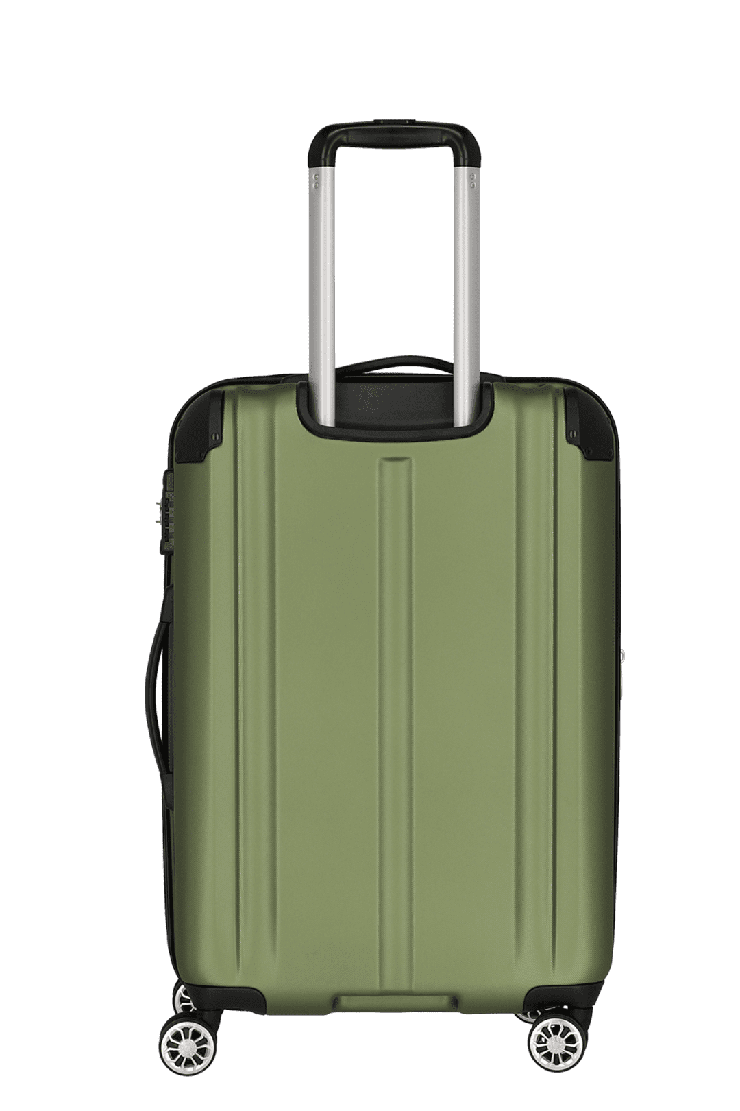 Stilvoller olivgrüner Hartschalenkoffer mit Teleskopgriff
