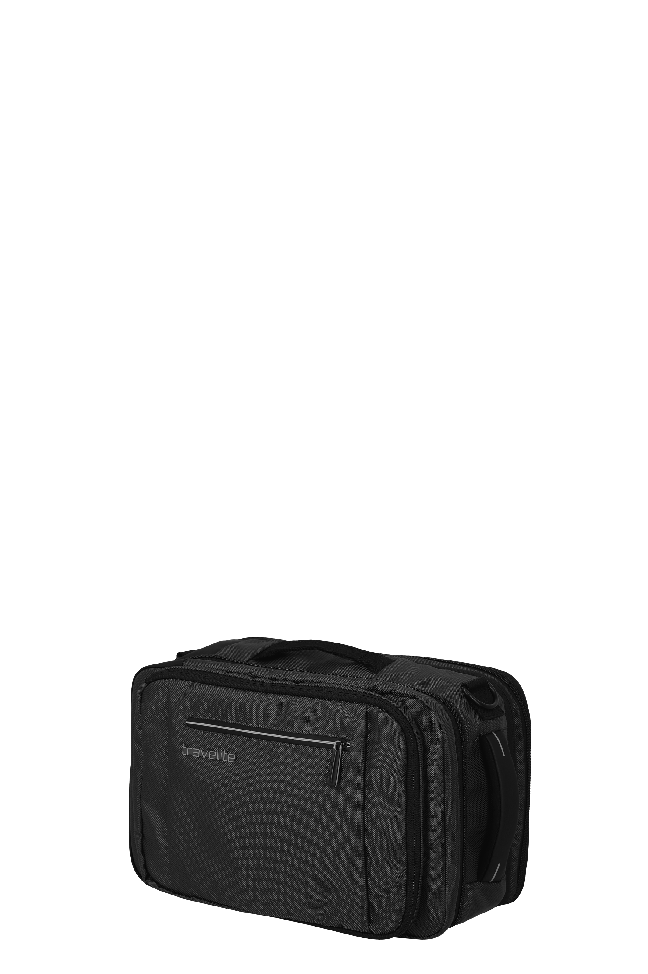 Travelite Schultertasche in Schwarz mit Reißverschluss und praktischem Tragegriff