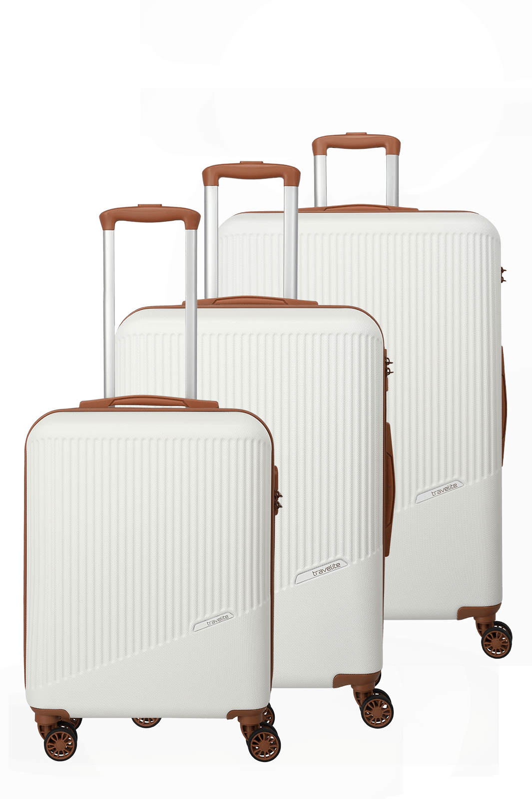 travelite bali Set weiss_cognac Ein travelite Koffer der Serie Bali Set in weiss/ cognac