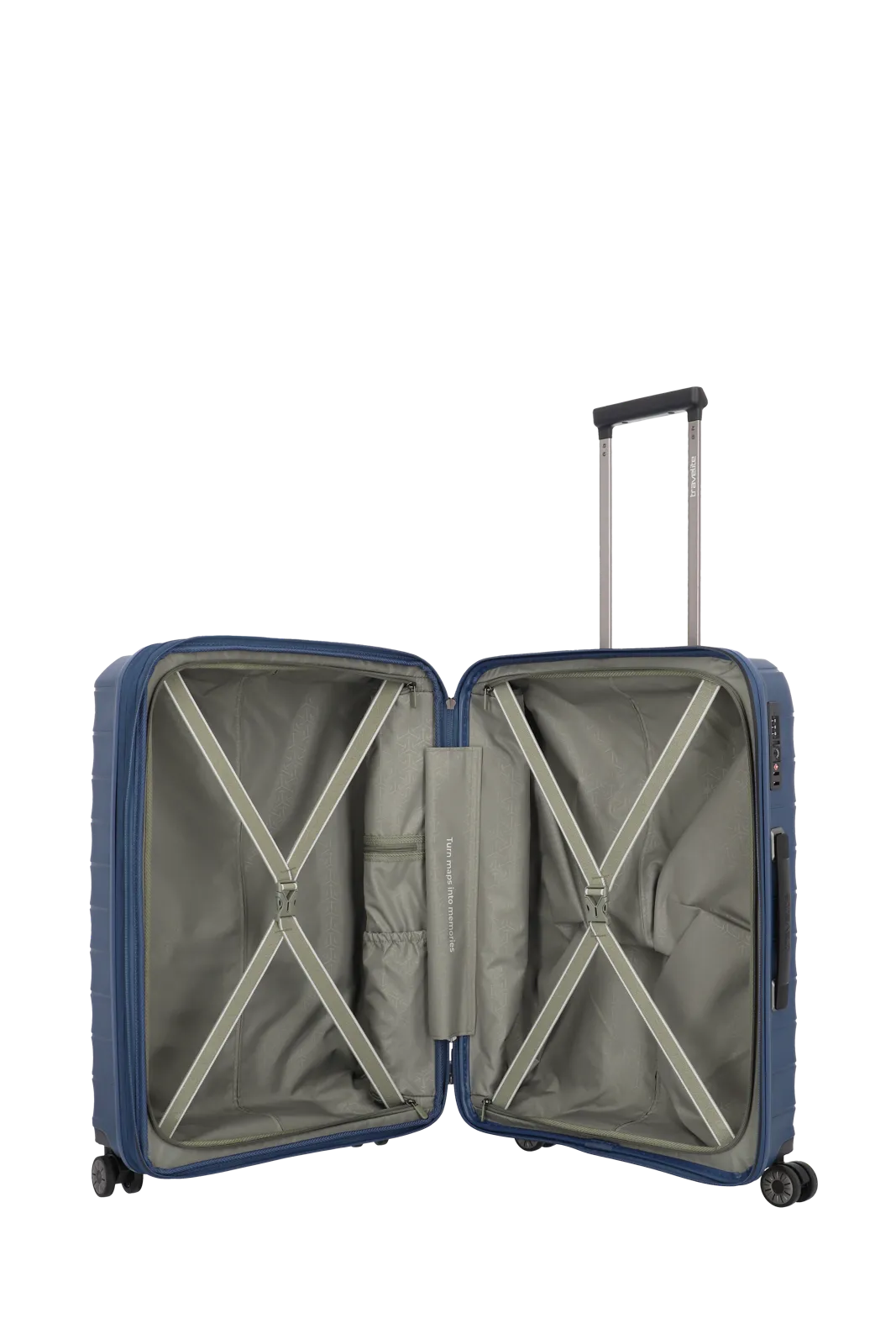 Mooby in Blau Groesse M Innenansicht Packgurte travelite Mooby Trolley M in Blau Innenansicht Packgurte