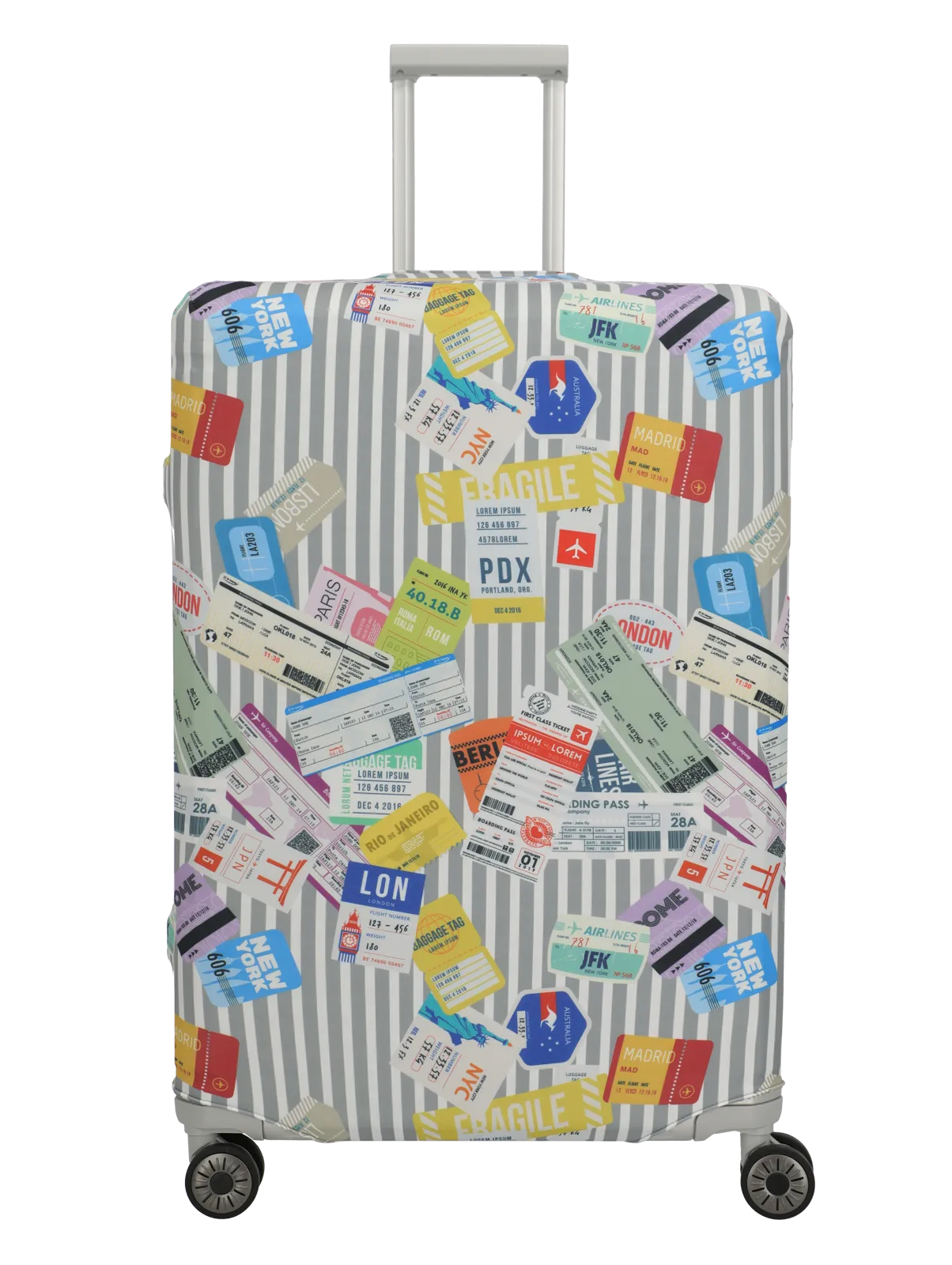 travelite  Kofferhülle L in Tickets travelite Kofferhülle L Frontansicht in Tickets