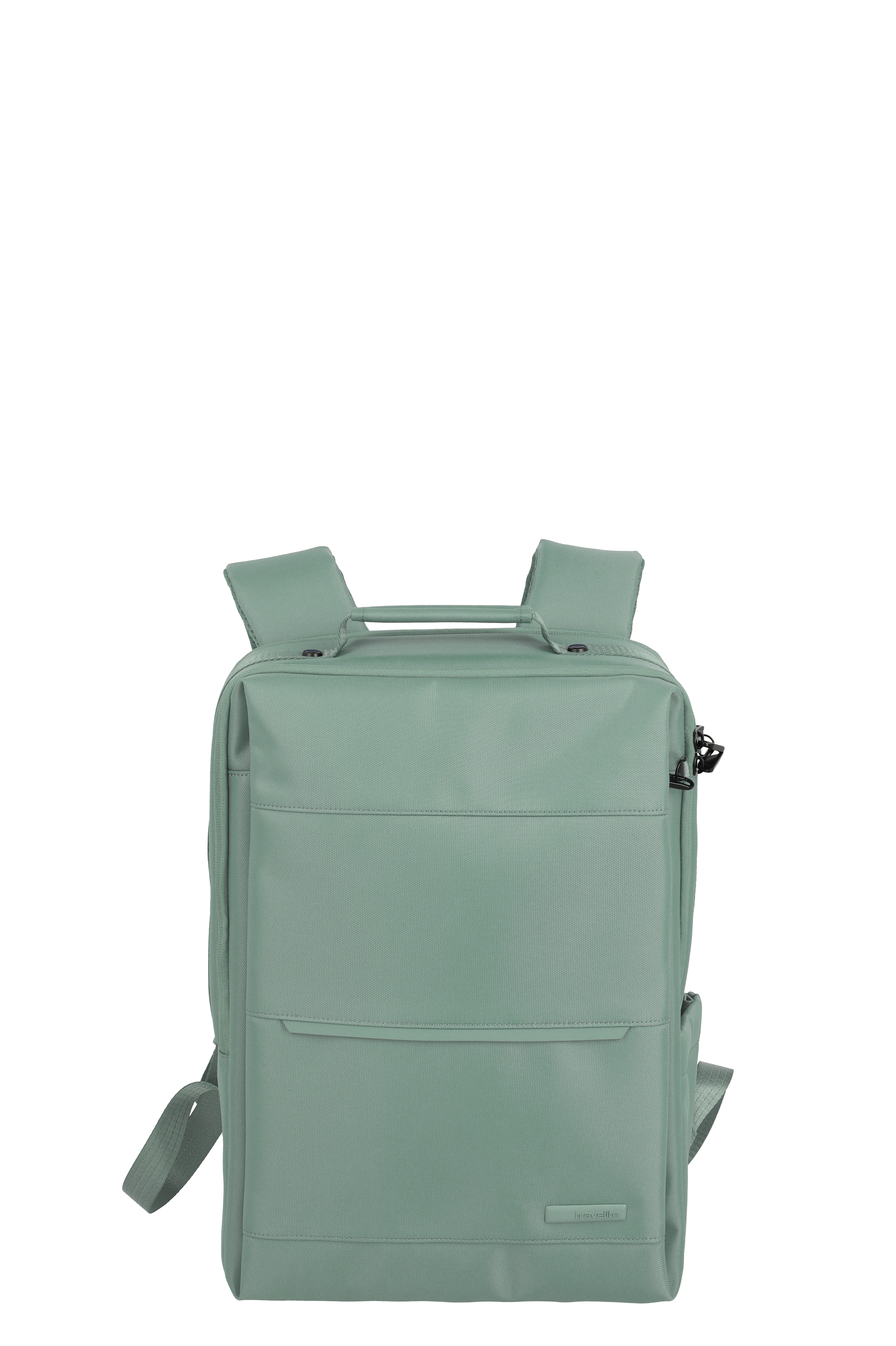 Zaino verde menta con ampio scomparto principale e spallacci imbottiti, ideale per l'uso quotidiano e per i viaggi