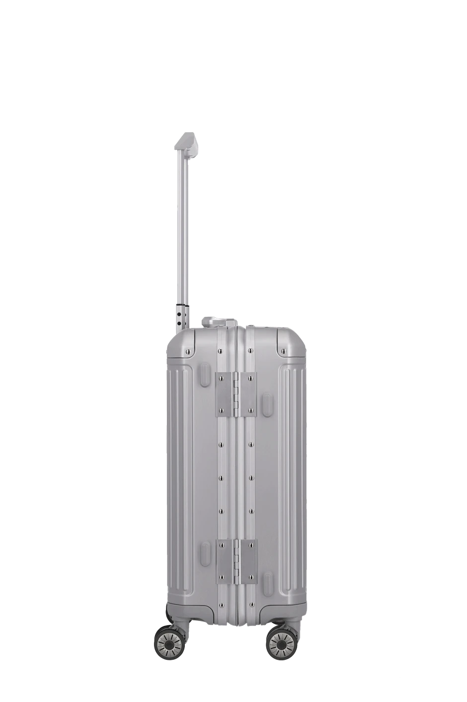 silberner Aluminium Koffer Next von travelite Größe S (55cm) Seitenansicht 1