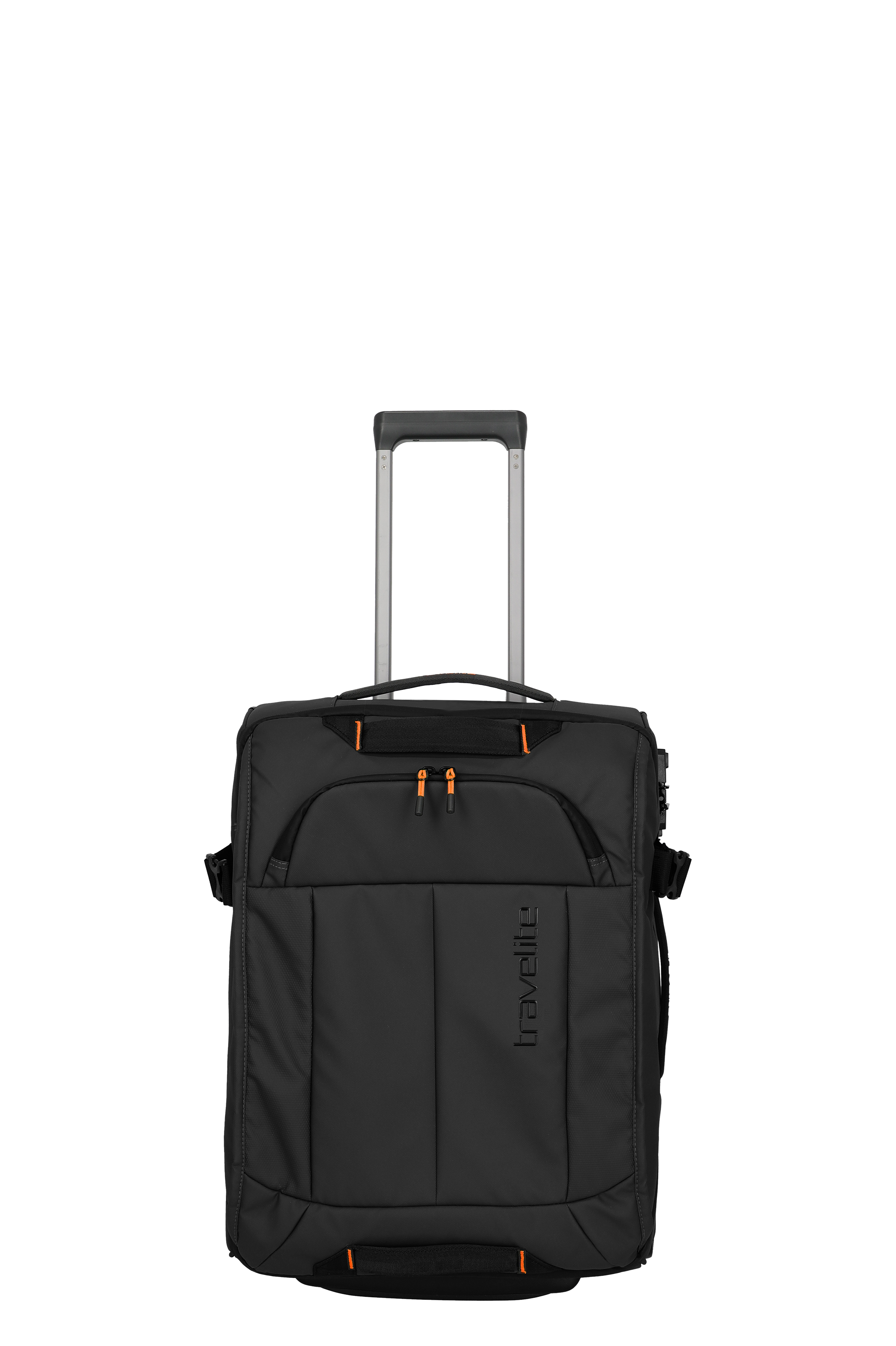 Eine travelite Rollenreisetasche der Serie Briize Größe S 55cm Frontansicht in schwarz