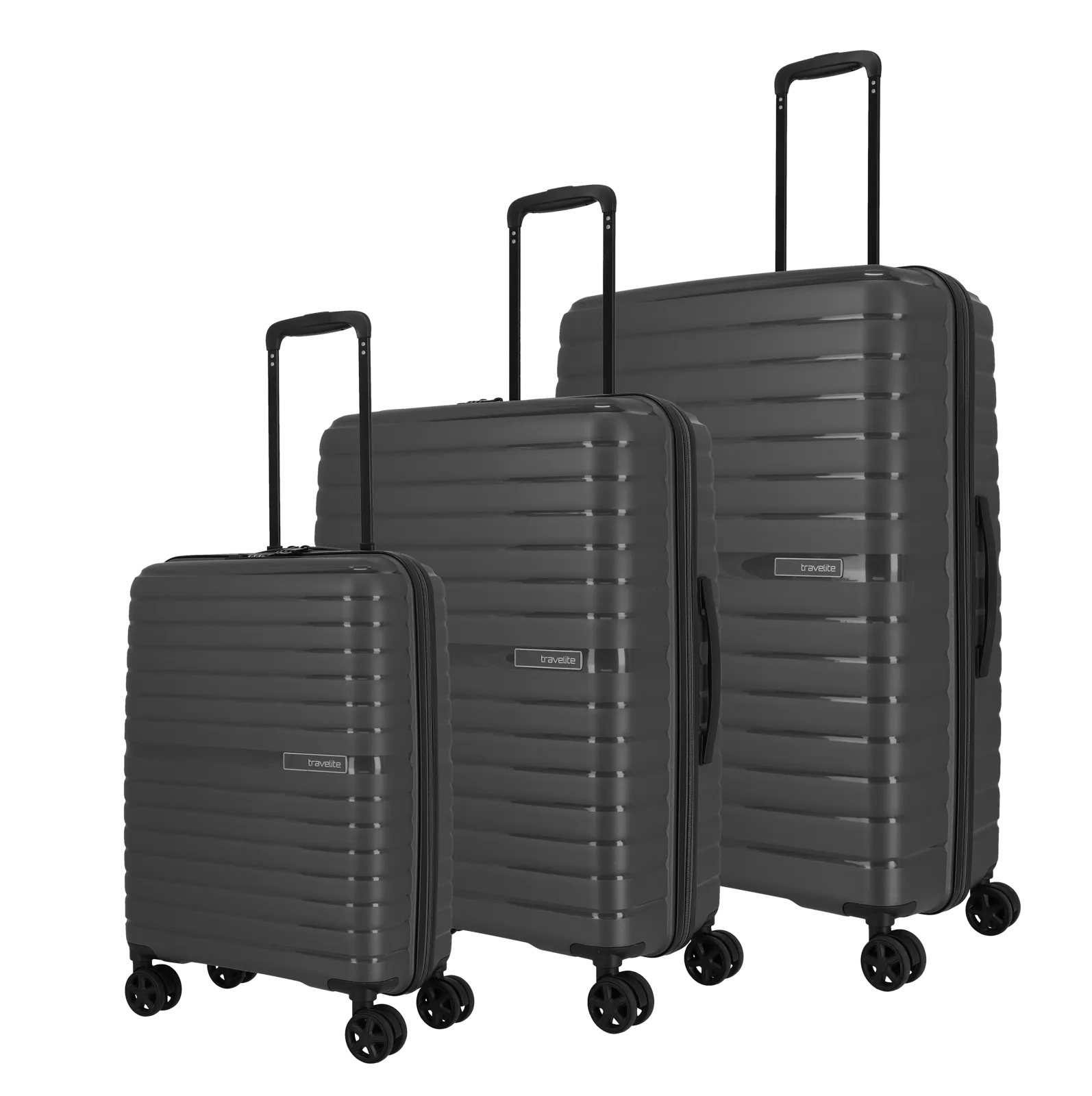 travelite Trient Kofferset schwarz Ein travelite Koffer Set der Serie Trient Schrägansicht in schwarz