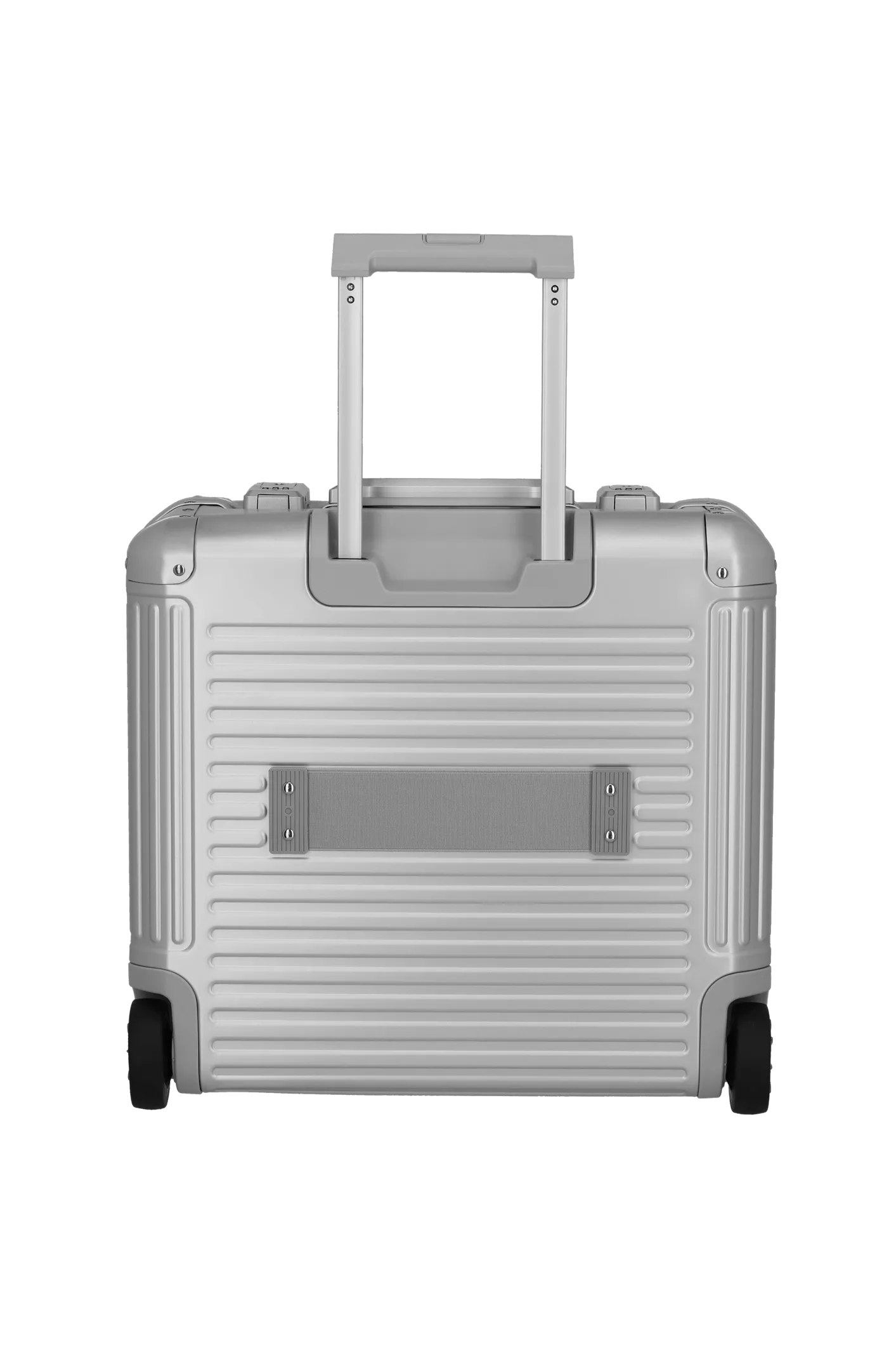 silberner Businesswheeler Aluminium-Koffer Next von travelite Rückansicht