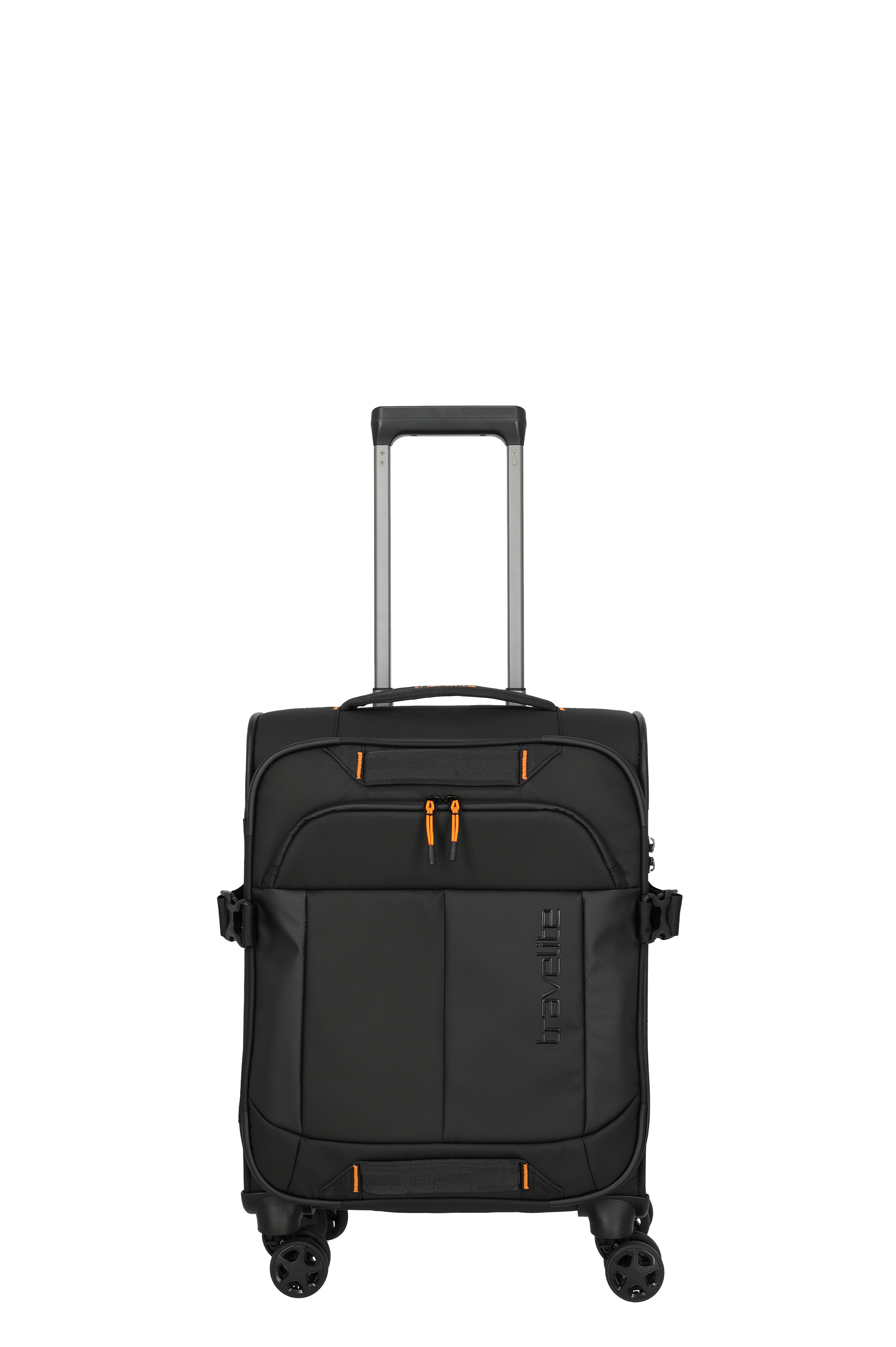Una valigia Travelite della serie Briize misura S 55cm vista frontale in nero