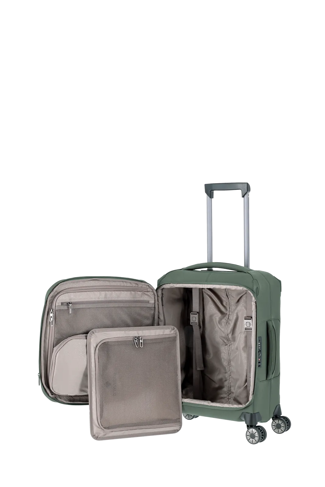 travelite oliver Priima Weichgepäck Koffer innen Ansicht mit Rückwand herausgeholt Größe S