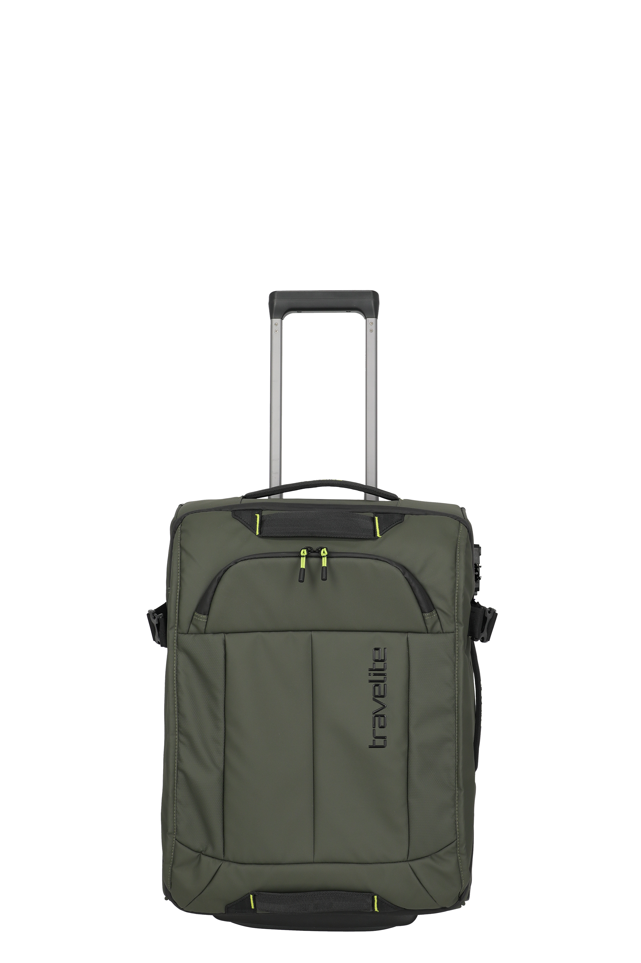 Eine travelite Rollenreisetasche der Serie Briize Größe S 55cm Frontansicht in khaki