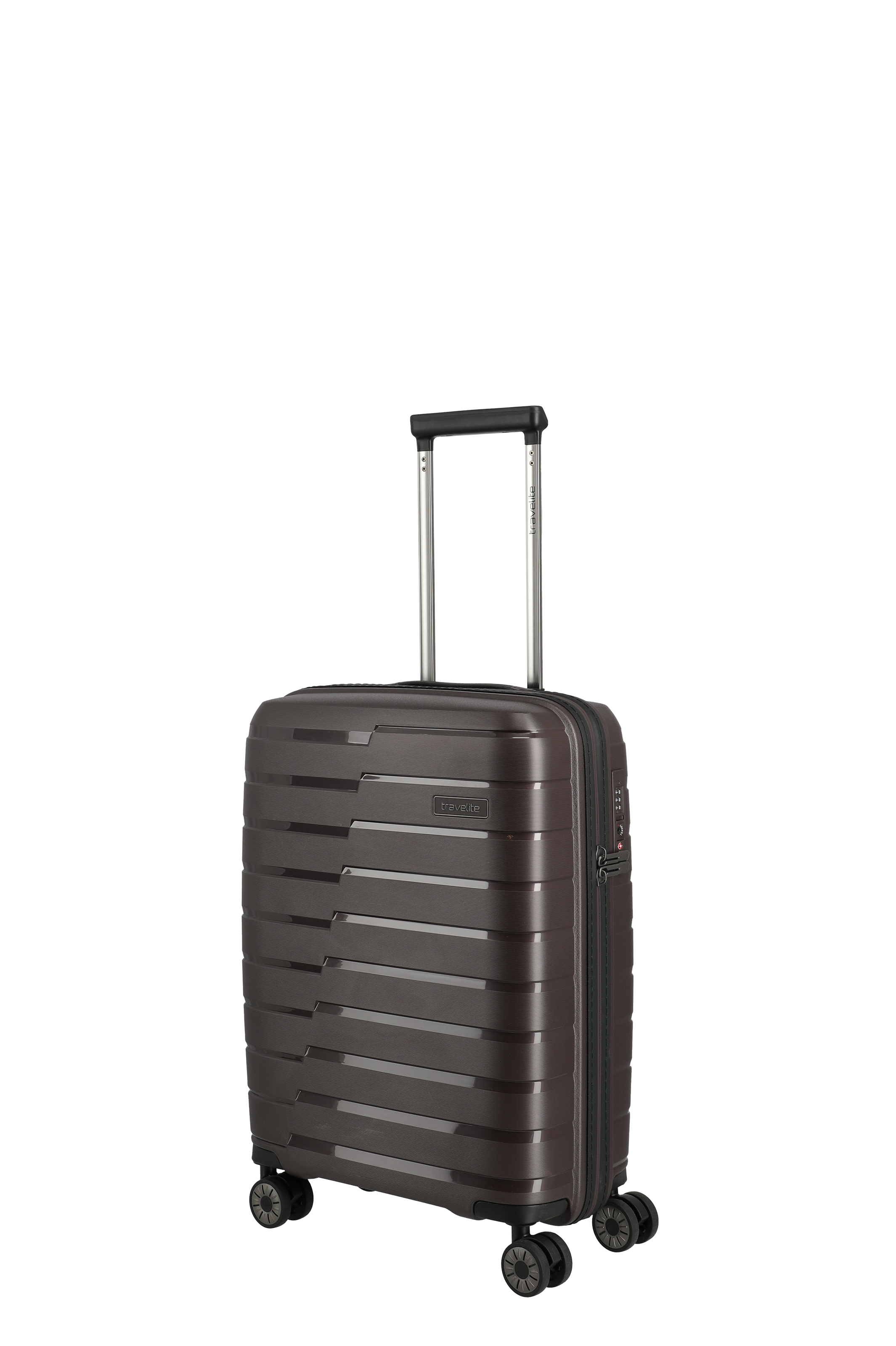 Moderner Hartschalen-Trolley in Braun mit 4 Rollen und Teleskopgriff