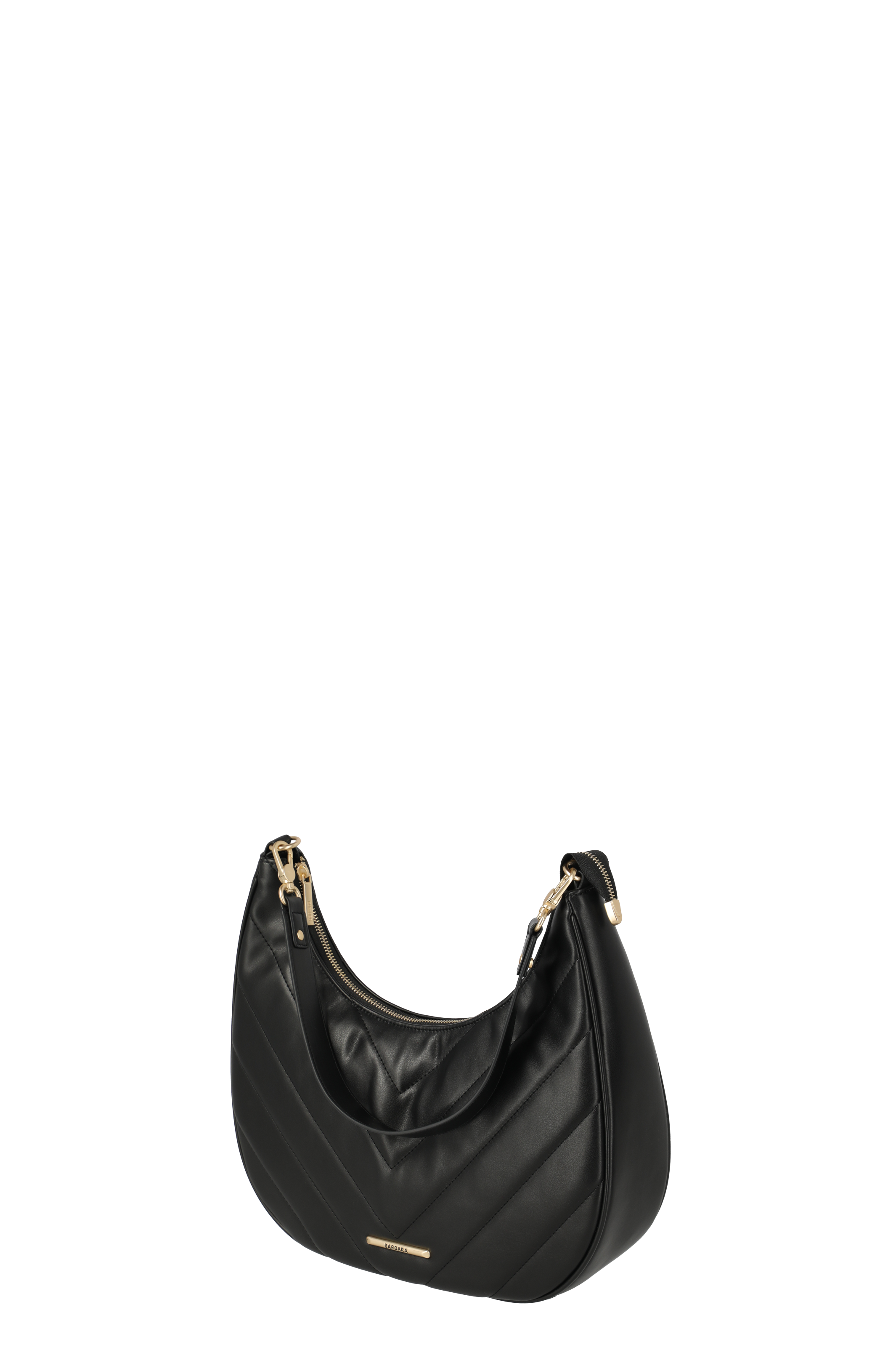 Elegante schwarze Damenhandtasche aus Kunstleder mit goldenen Details