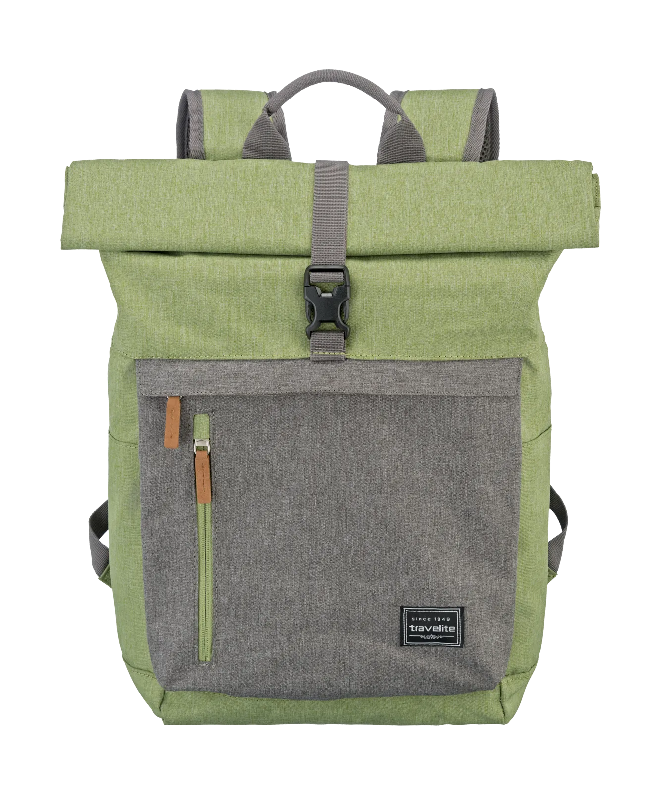travelite basics Rucksack in grün grau Ein travelite Rucksack der Serie Basics Frontansicht in grün grau