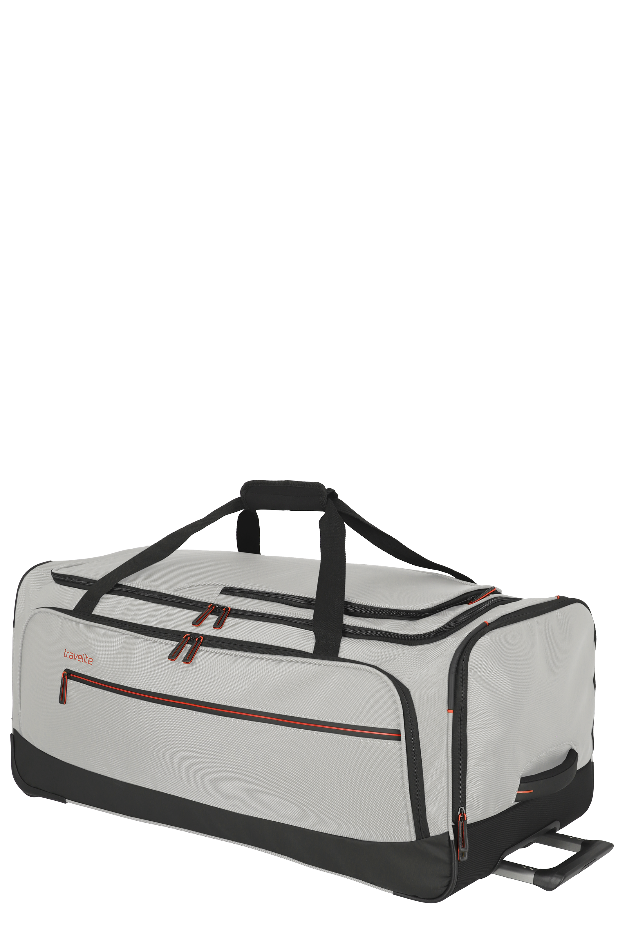 Große Reisetasche mit Rollen und mehreren Fächern in Grau von travelite