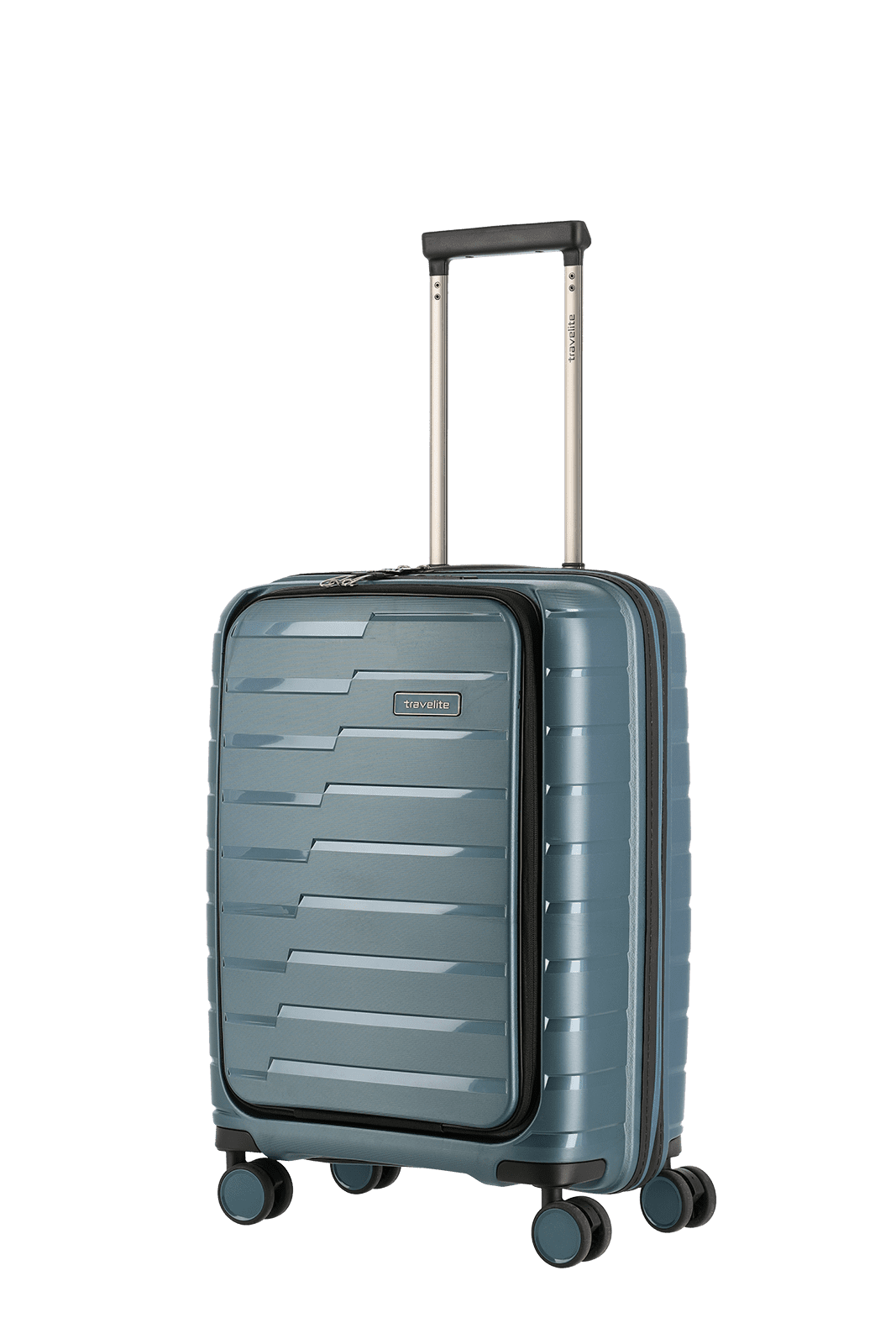 travelite AirBase Koffer Seitenansicht in blau Größe S+