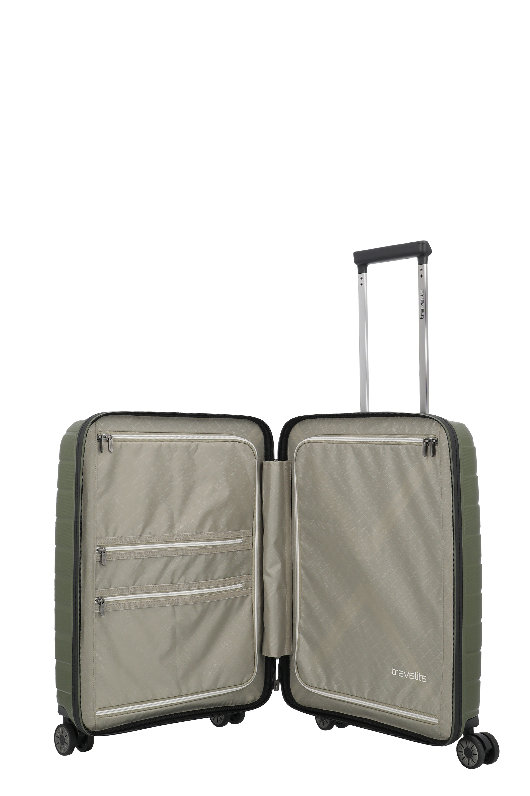 Offener Hartschalen-Trolley mit Teleskopgriff und Innenfächern von travelite