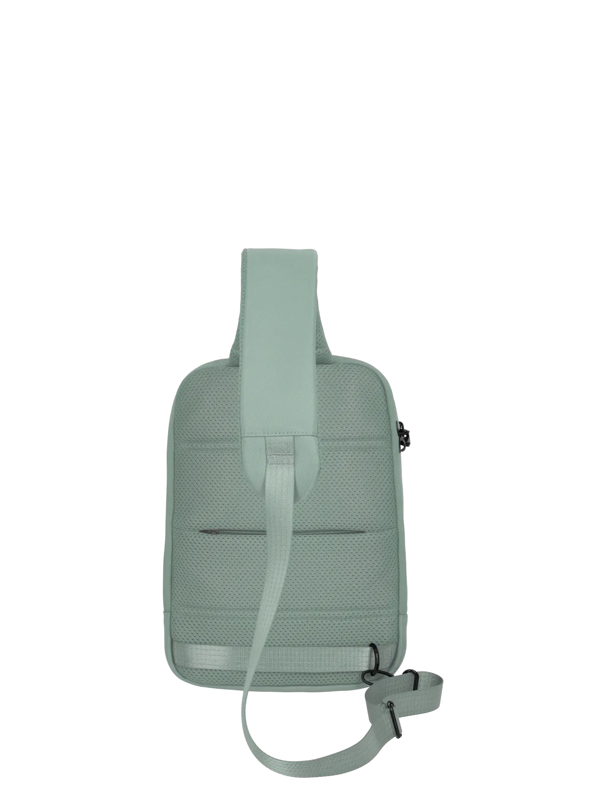Mintgrüner moderner Sling Rucksack mit verstellbarem Schultergurt, Rückansicht
