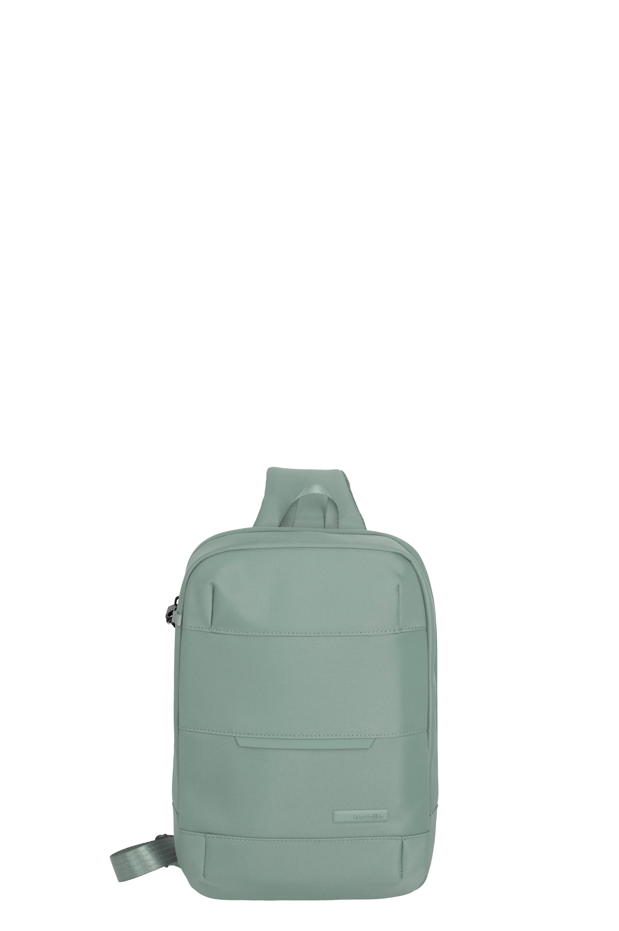 Borsa a tracolla compatta verde menta con cerniera e tracolla regolabile, ideale per l'uso quotidiano e per il tempo libero