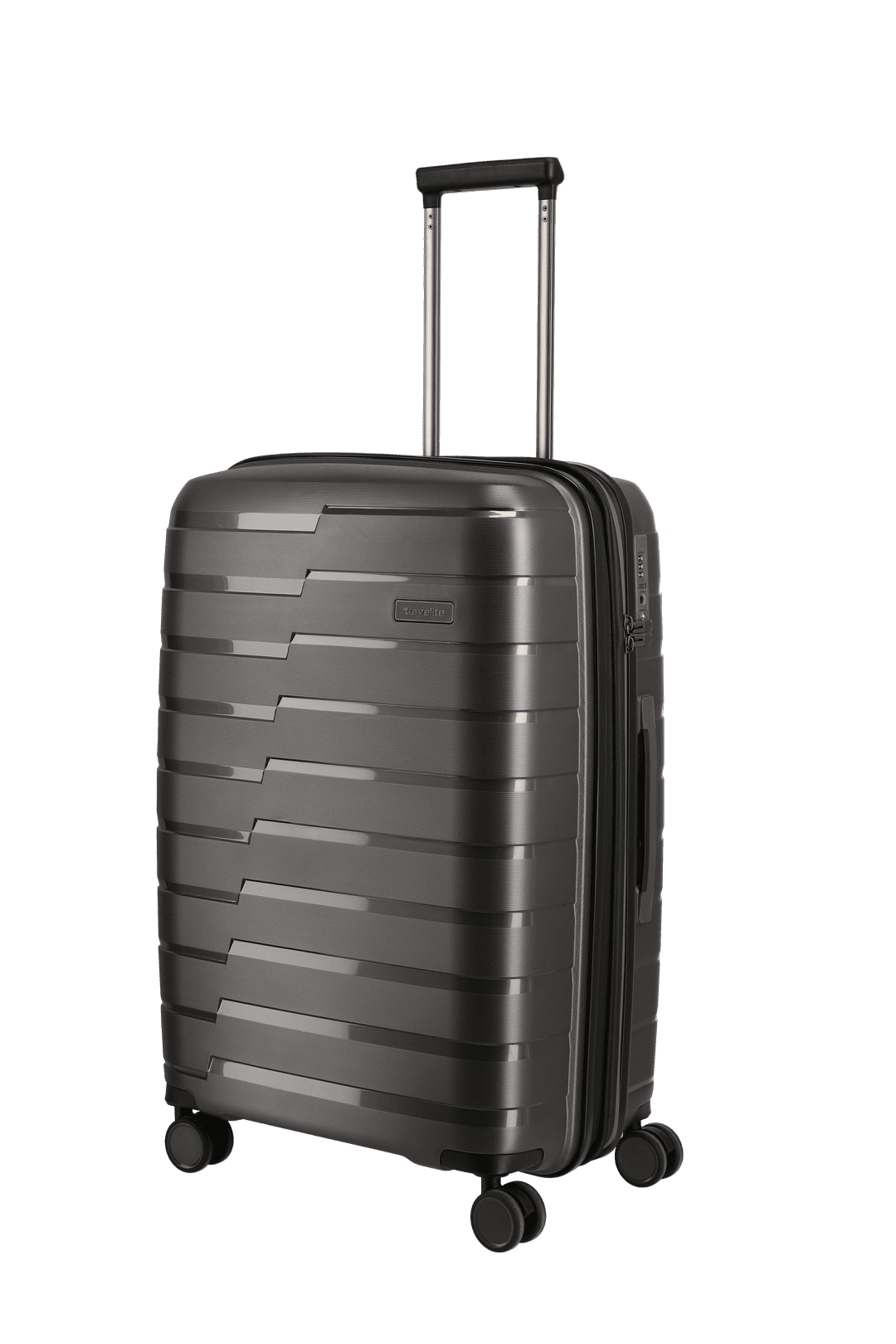 travelite AirBase Koffer Seitenansicht in anthrazit Größe M+