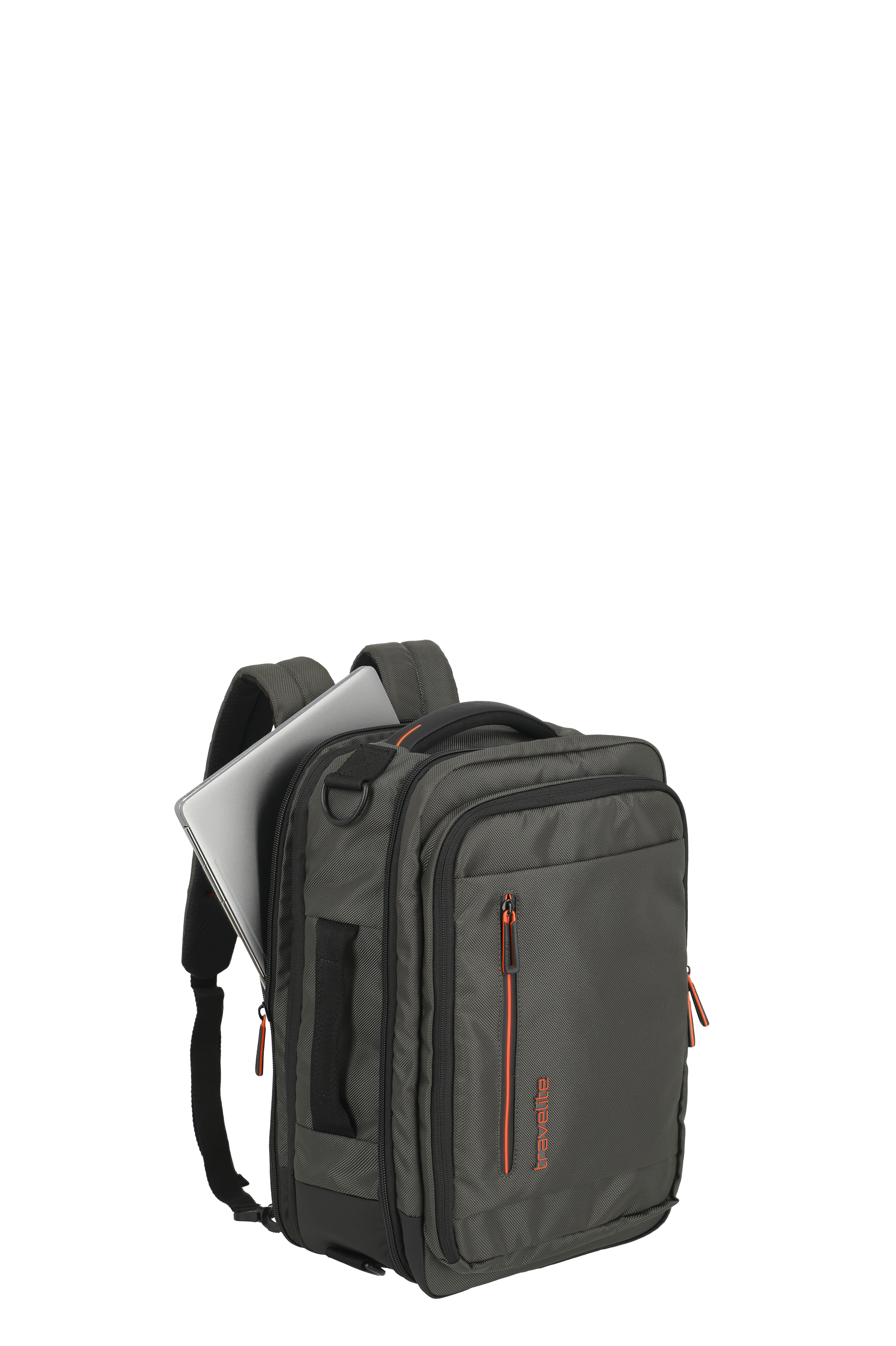 Reisefreundlicher Rucksack von travelite mit Laptopfach, anthrazit, wasserabweisend, ideal für Geschäftsreisen