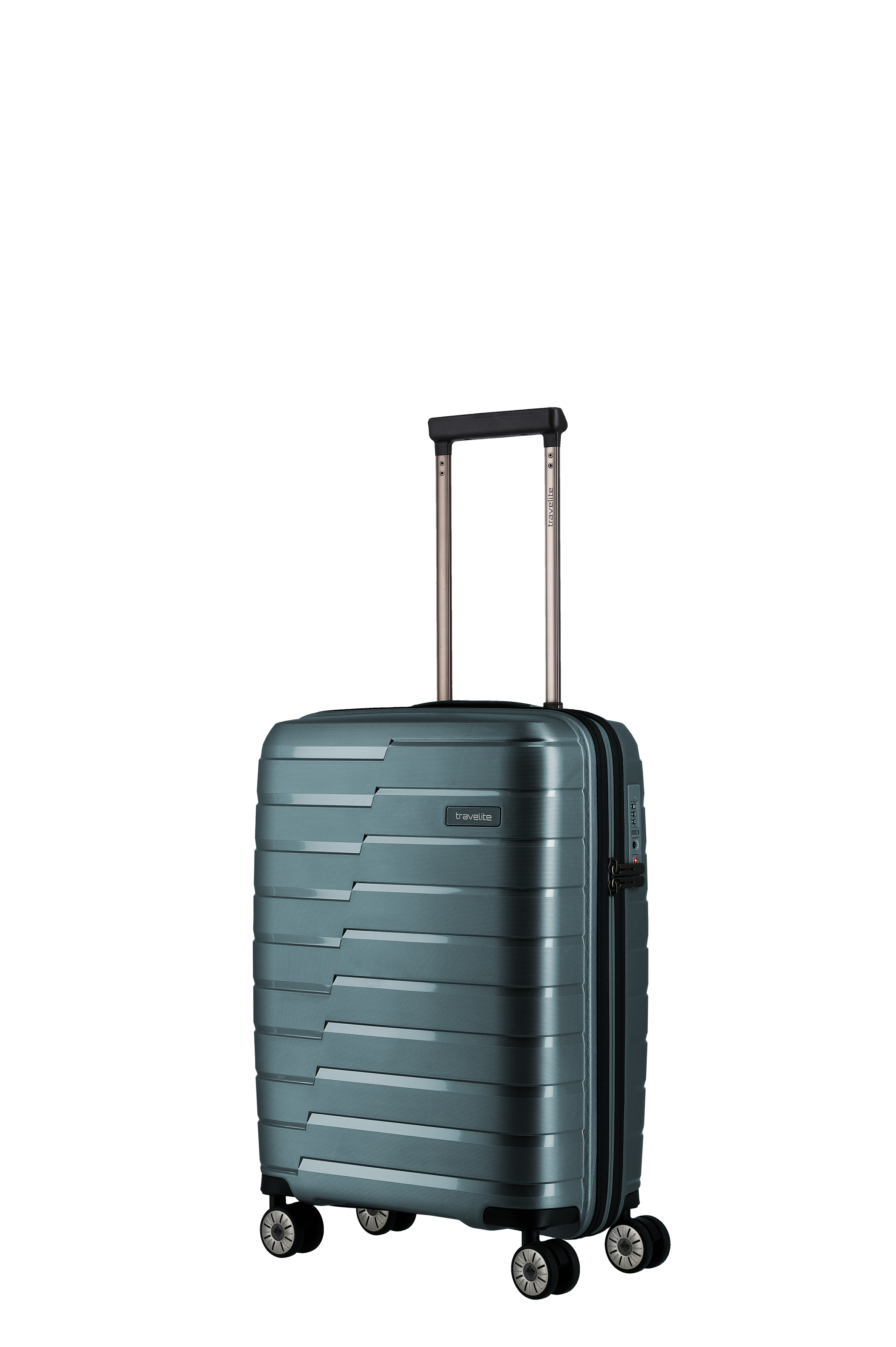 Travelite Hartschalenkoffer in Blau mit 4 Rollen und Teleskopgriff – Handgepäck Größe