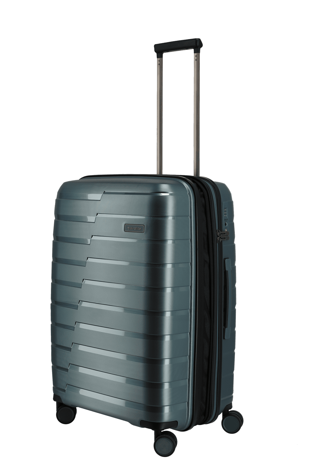 travelite AirBase Koffer Seitenansicht in blau Größe M+