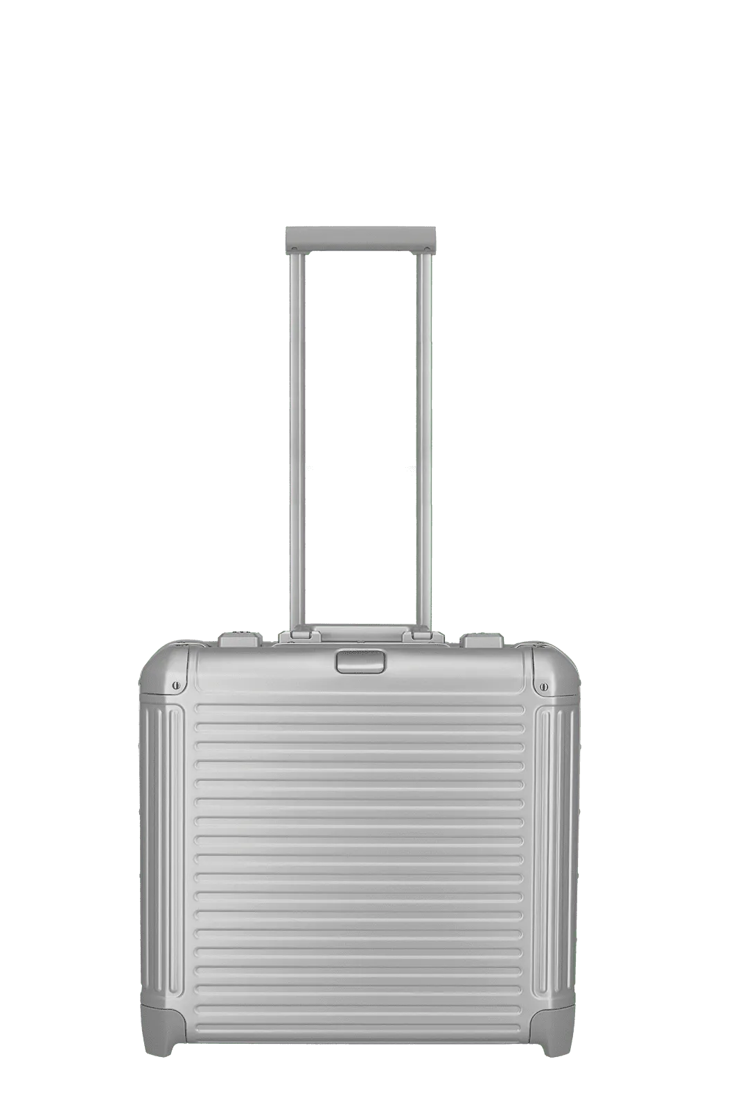 silberner Businesswheeler Aluminium-Koffer Next von travelite Frontansicht