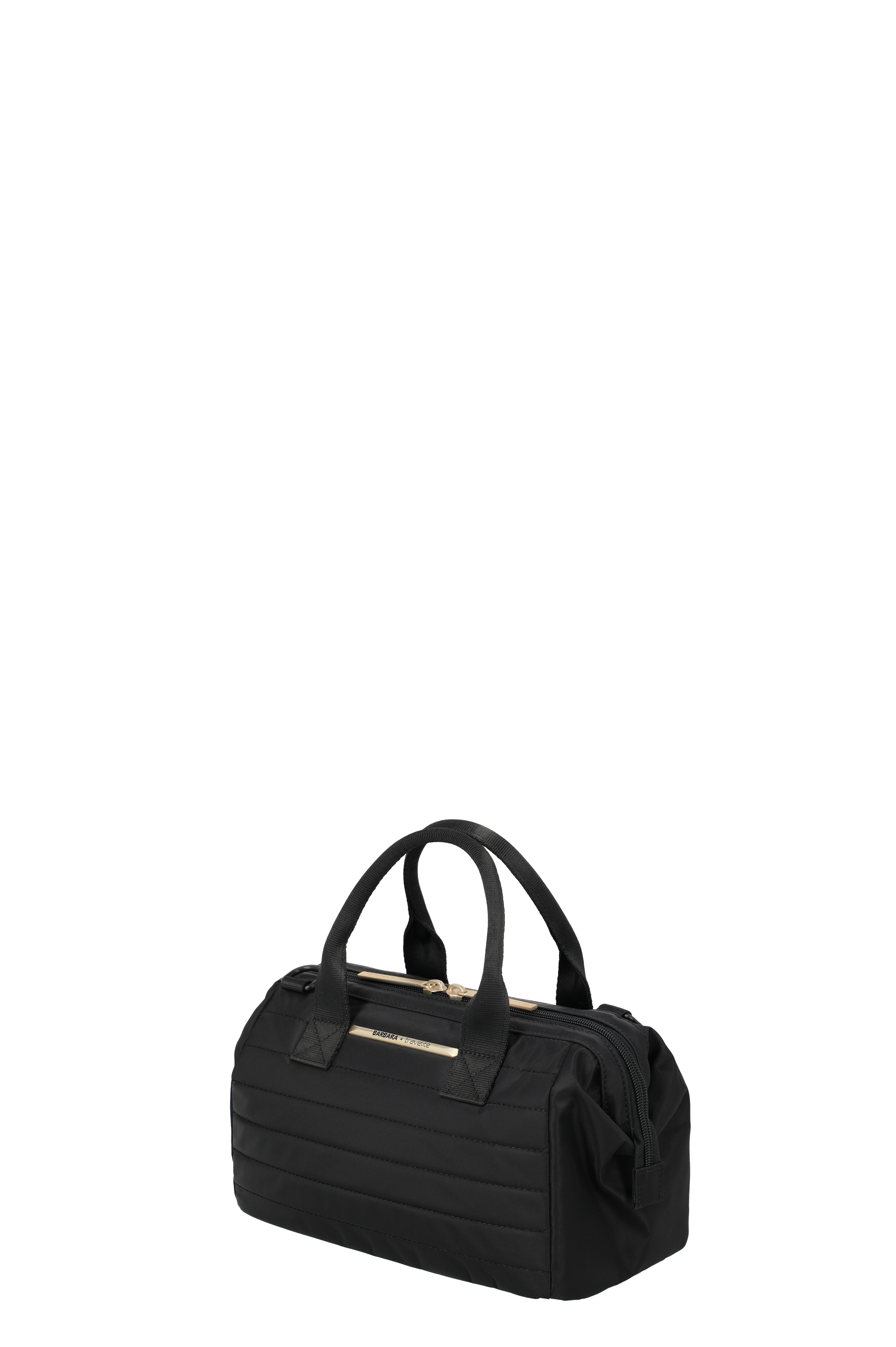 Schwarze Kosmetiktasche mit zwei Henkeln und Reißverschluss – ideal für Reisen und Alltag