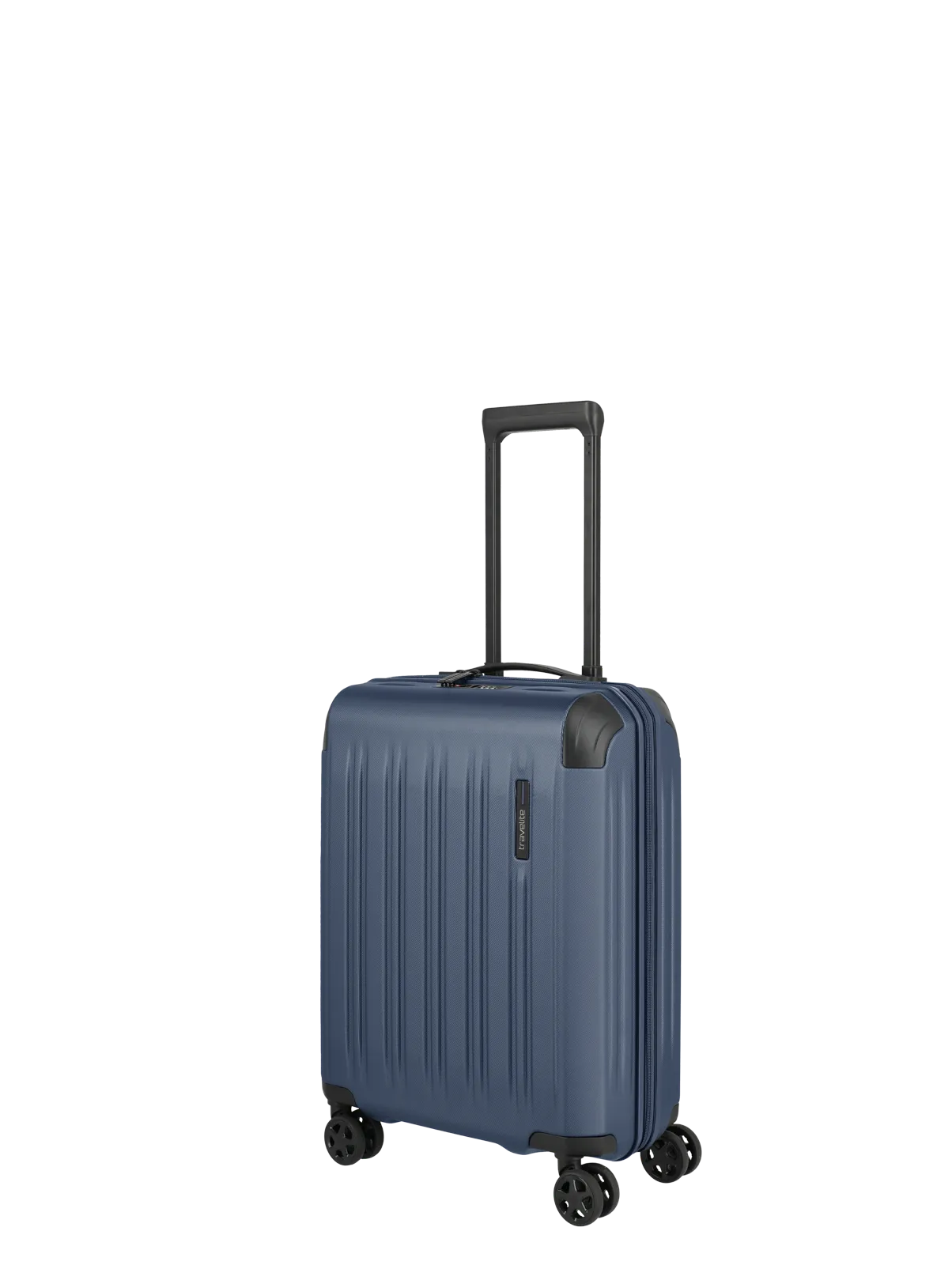 Leichter, robuster Handgepäck-Trolley in Blau mit vier Rollen und Teleskopgriff