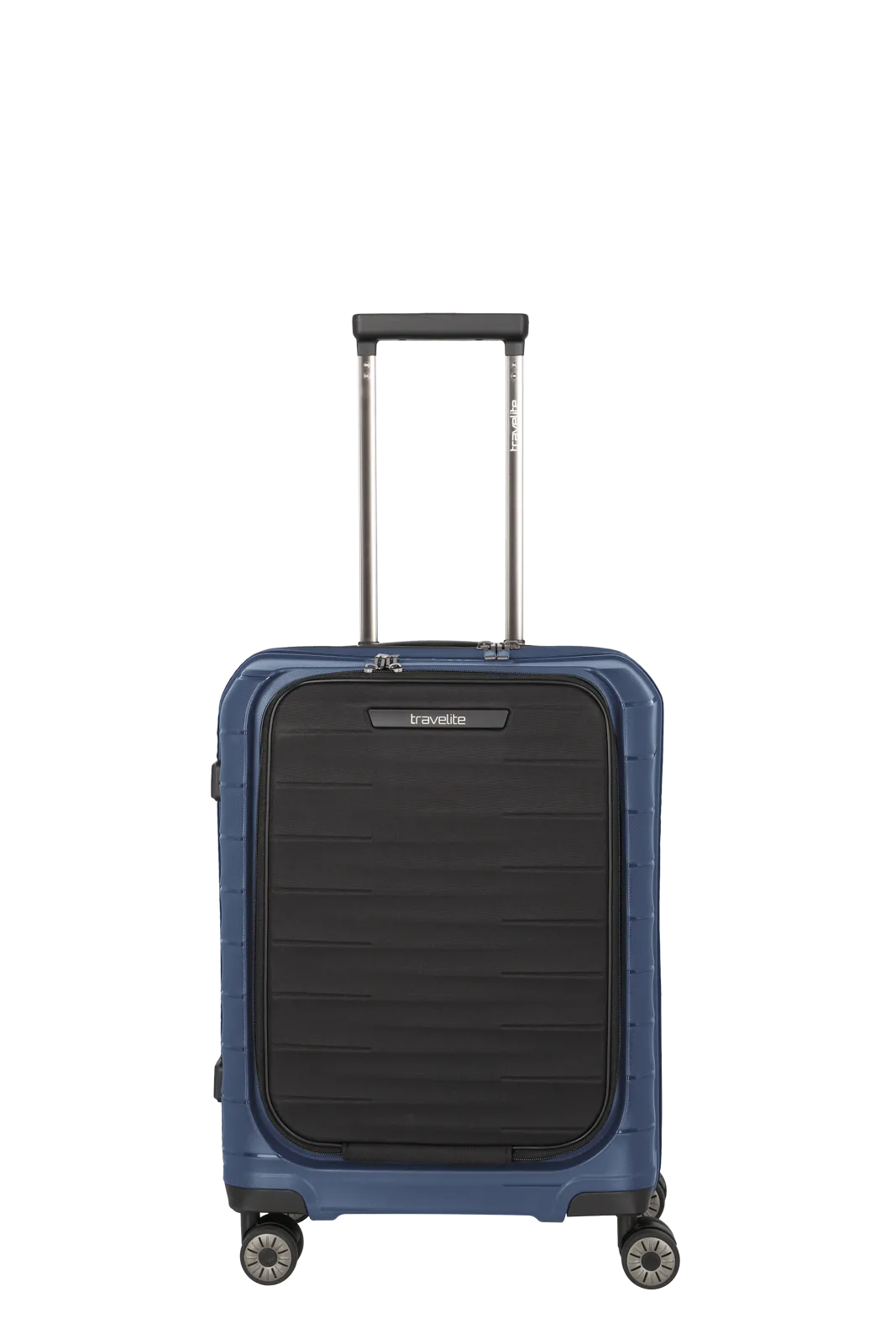 Mooby in Blau Groesse S mit Vortasche Frontalansicht travelite Mooby Trolley S mit Vortasche in Blau Frontalansicht