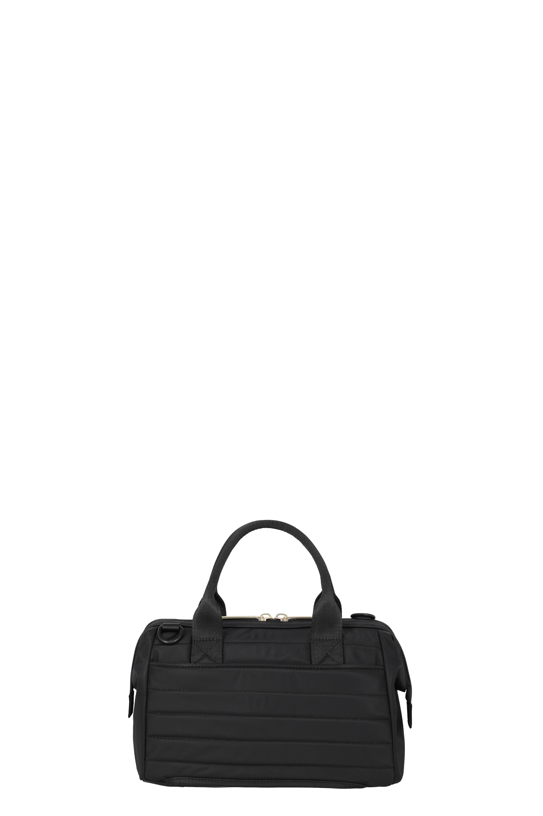 Schwarze gesteppte Handtasche mit kurzen Henkeln und Reißverschluss