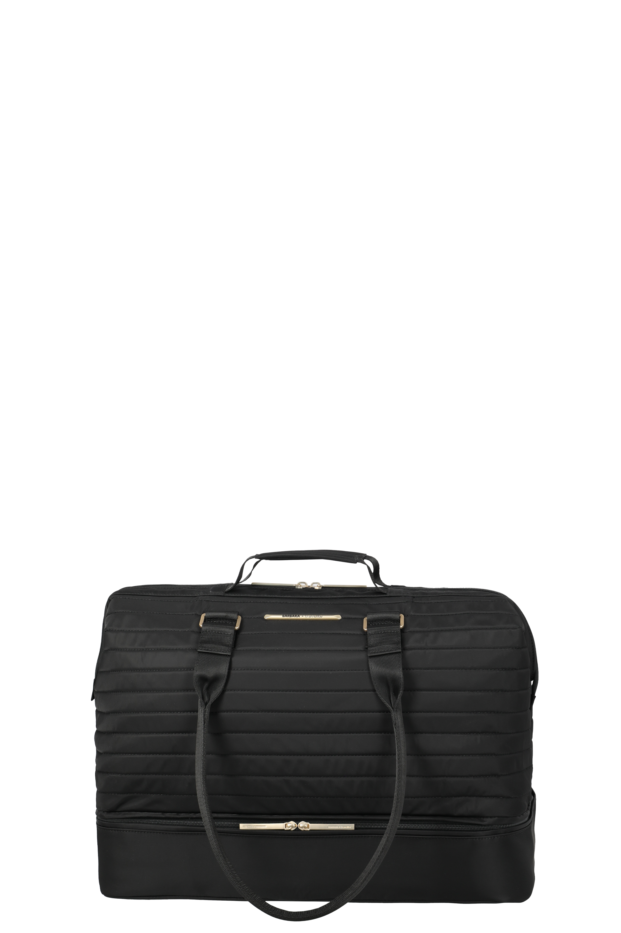 Elegante schwarze Reisetasche mit Tragegriffen und Reißverschluss