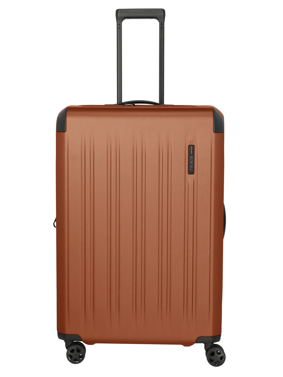 Großer Hartschalen-Trolley in Kupfer mit vier Rollen und Teleskopgriff