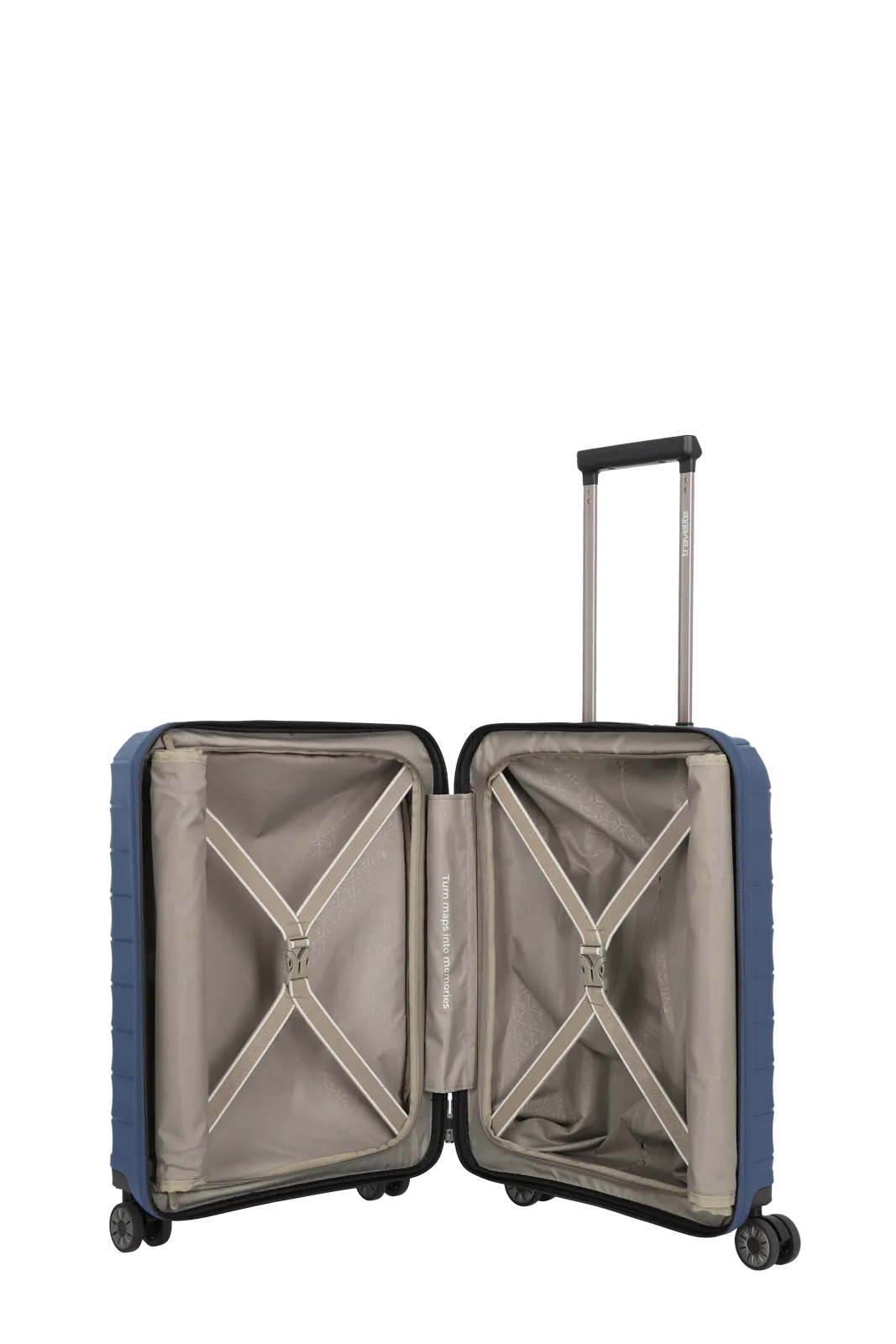 Mooby in Blau Groesse S mit Vortasche Innenansicht Packgurte